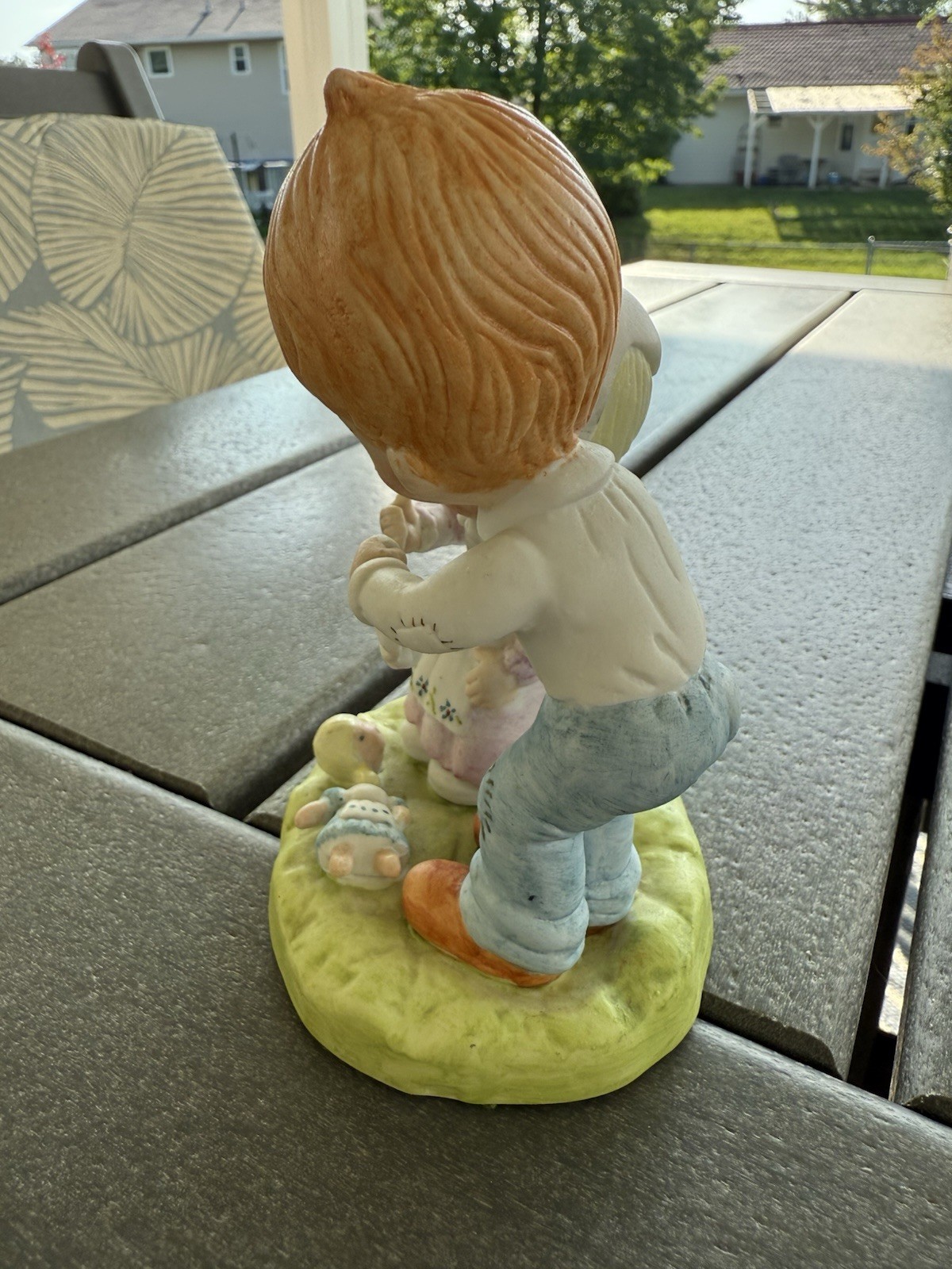 Hand Painted Figurine Statue Boy Wiping Girl’s Tears 5”x 3” Hobbiest Made