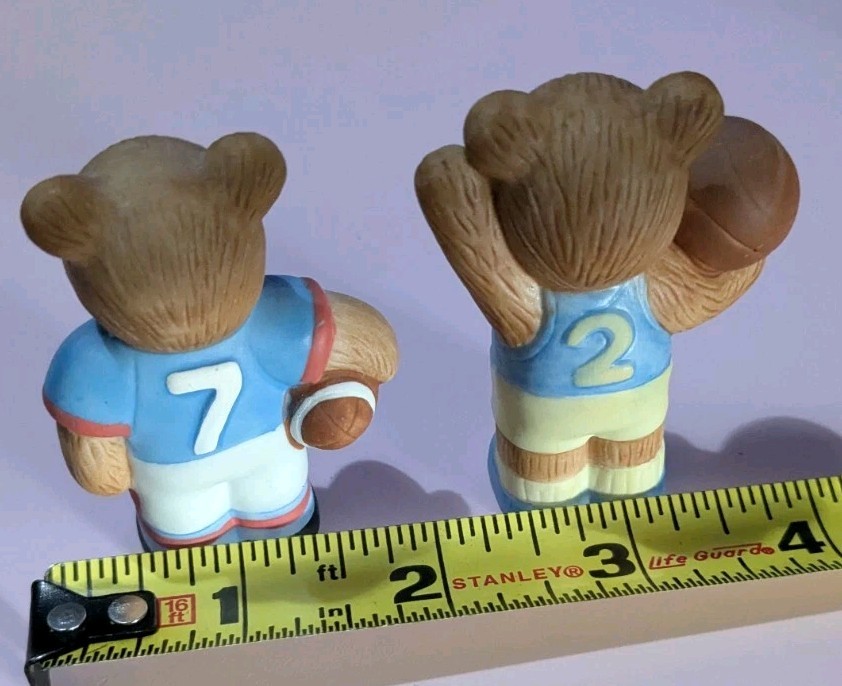 Homco Sport Bear Figurines set of 2 Basketball Football #1408 Home Interiors