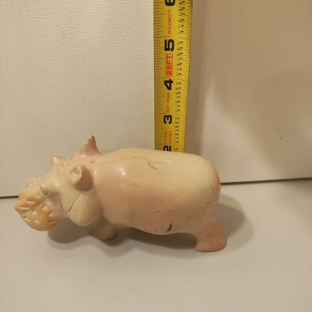 Hand Carved Stone Hippopotamus Vintage 2 3/4″ In Height paperweight Figurine