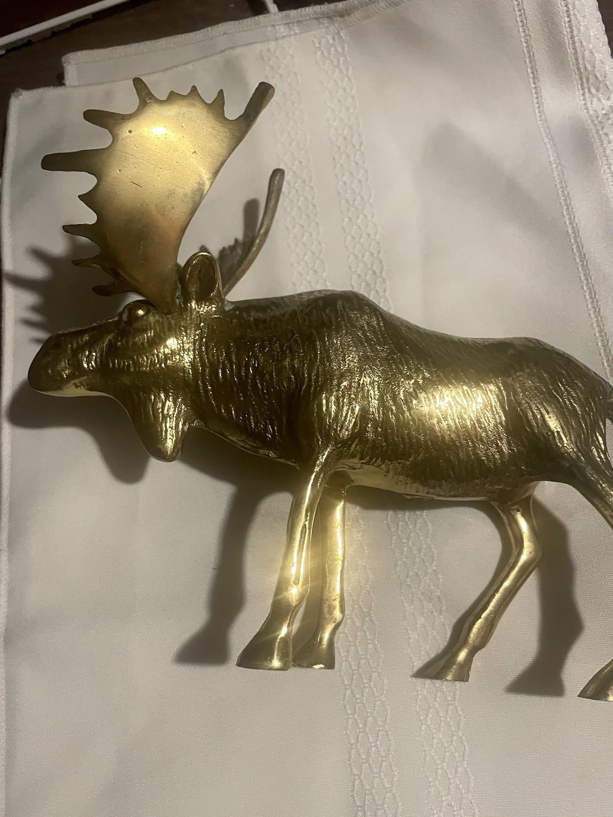 Vintage Solid Brass Moose Figurine Statue : MCM Lodge Decor Korea 6.5”