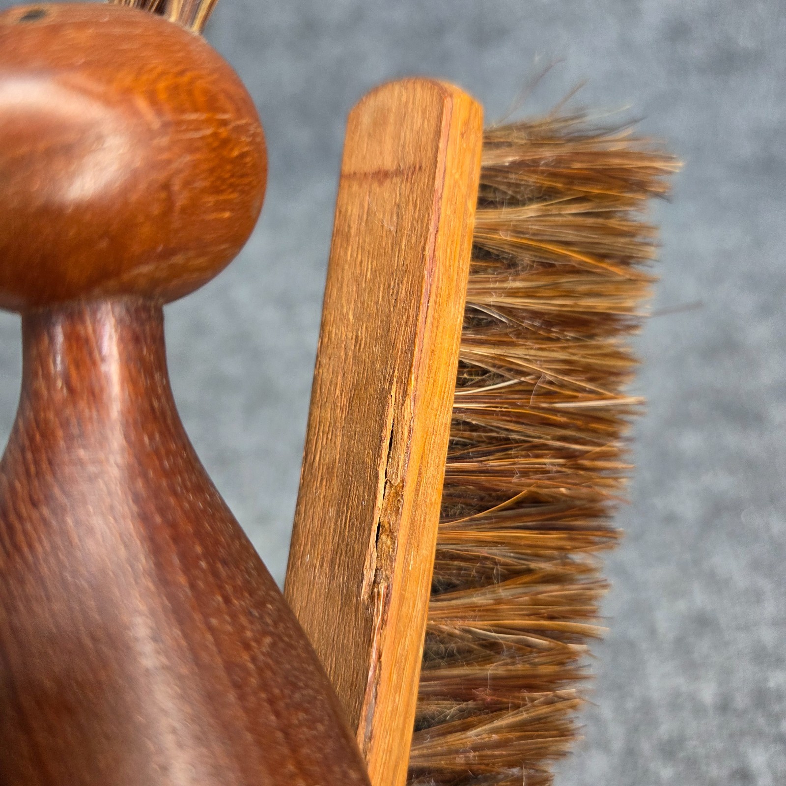 Unique Vintage Denmark Johannesen Handmade Wood Brush Tail Squirrel Weird Quirky