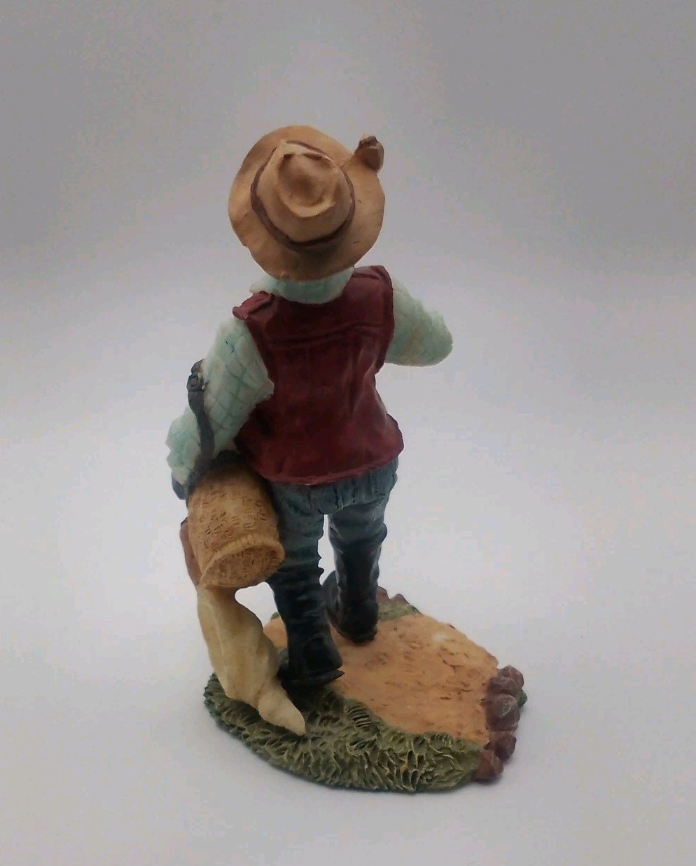 Vintage Hand Painted Resin Fisherman Figurine African American Fishing Cabin…