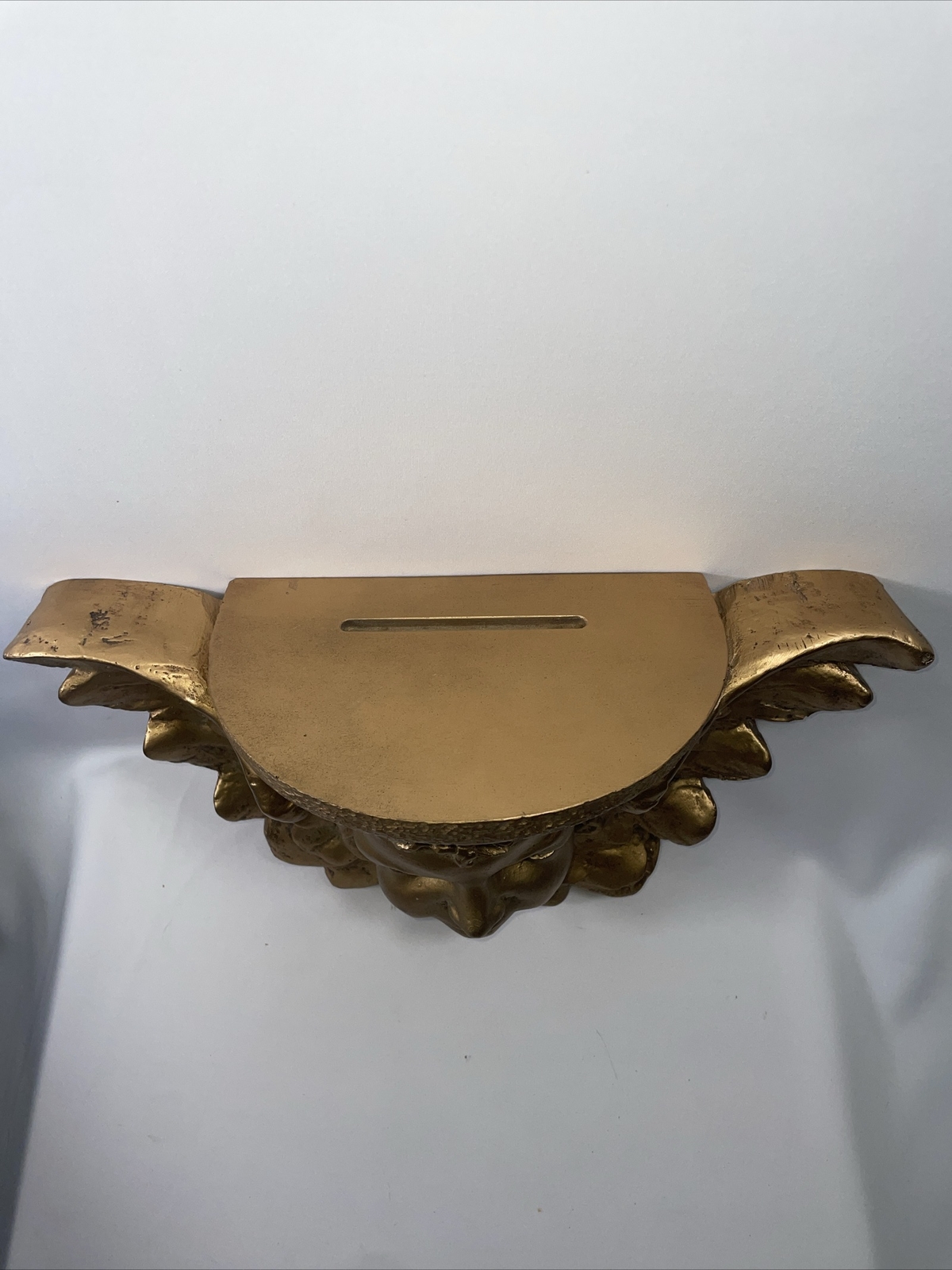 Vtg Cherub Angel Sconce Wall Shelf Gold Baroque Victorian Shabby Regency Ceramic