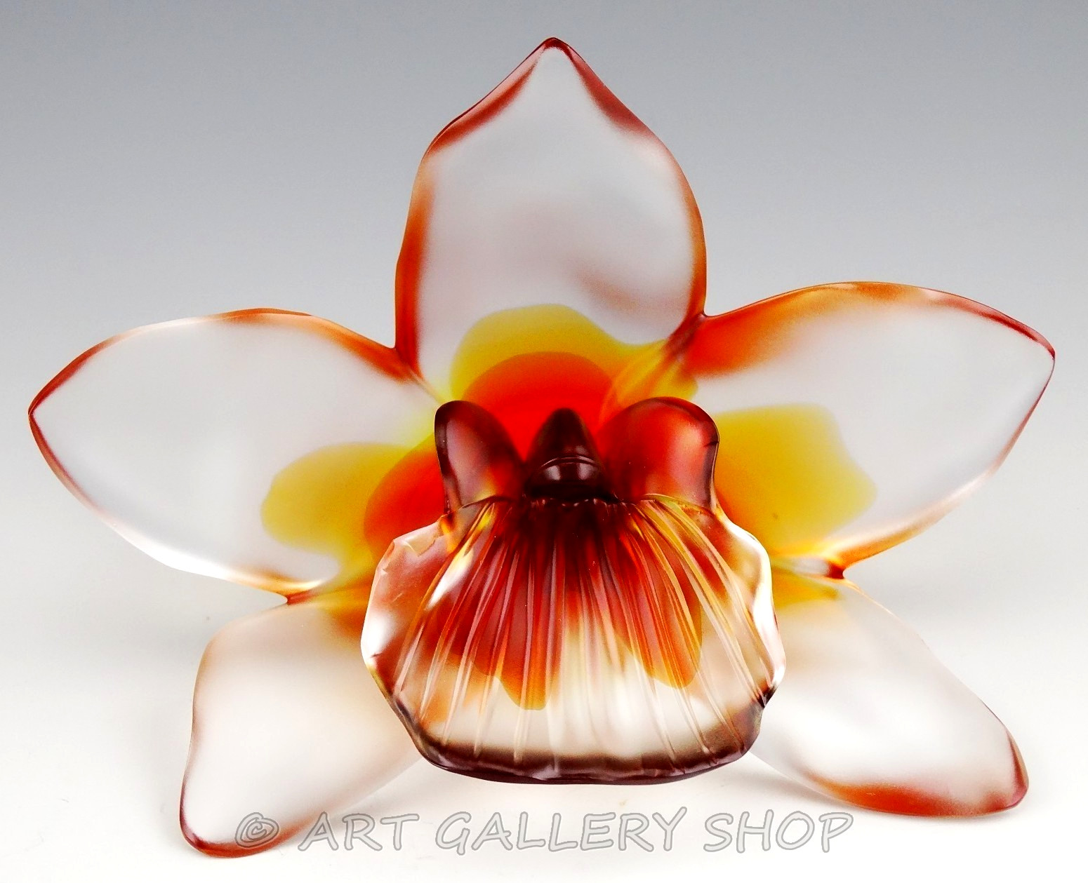 Royale De Champagne France Crystal ORCHID FLOWER PAPERWEIGHT FIGURINE Mint