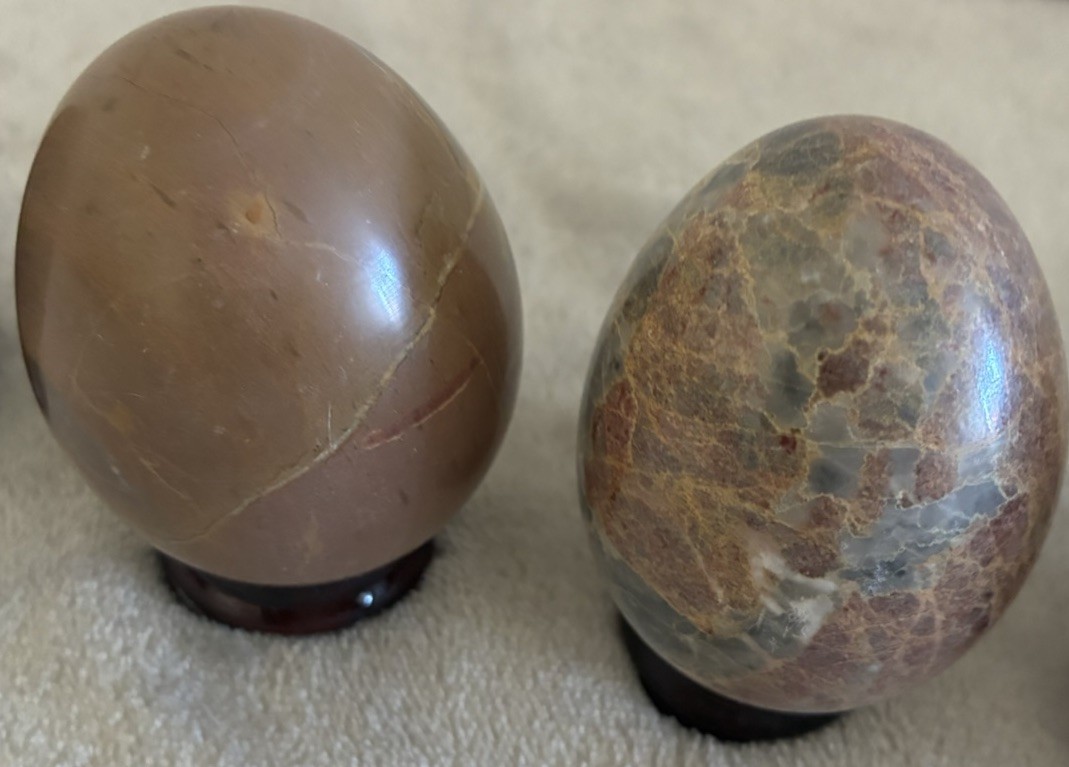Eggs Marble Neutral Tones Multi Colored With Stands 2.75” (6) Easter Decor NEW