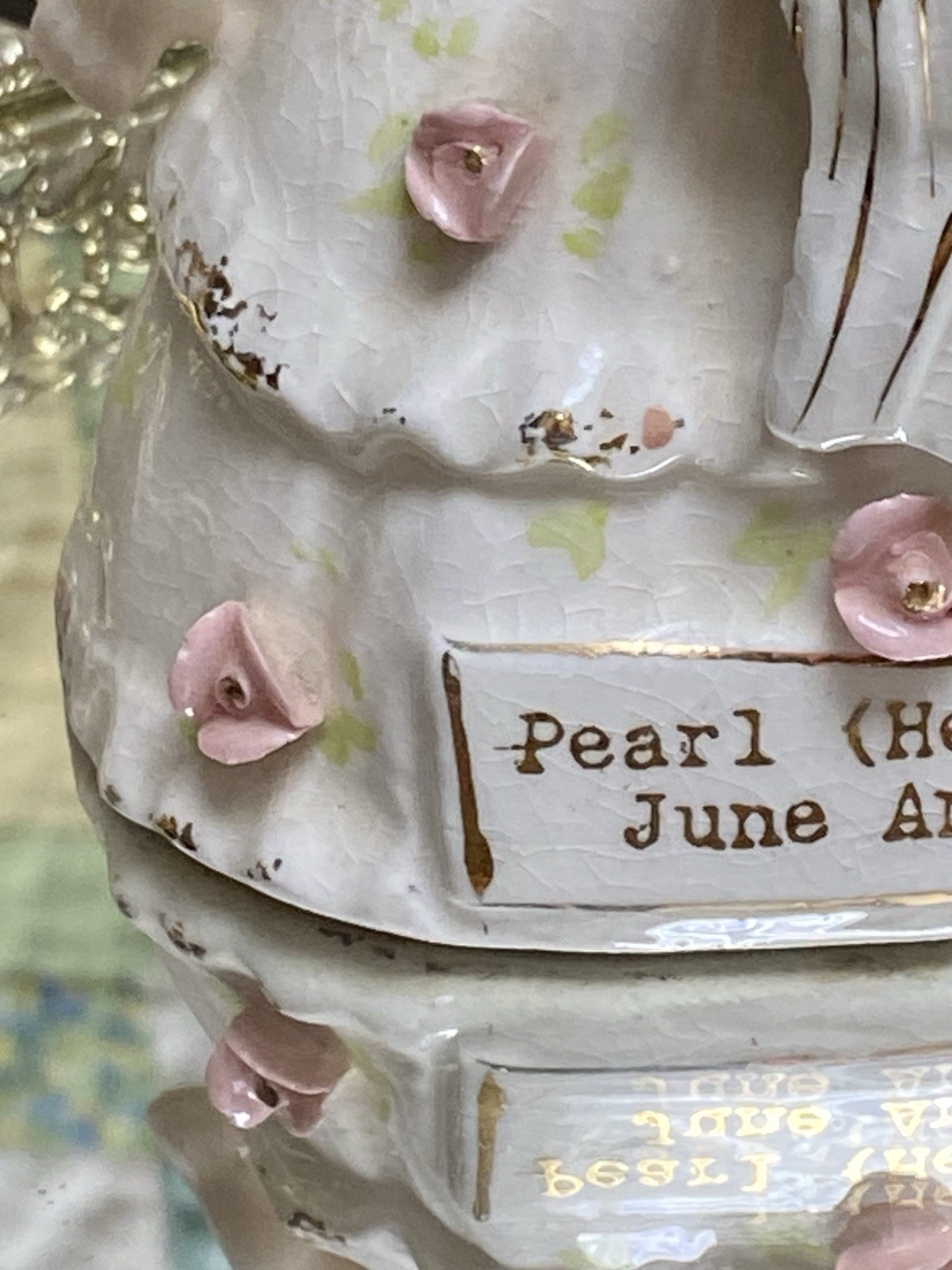 Vintage SR Japan June Birthday Girl Angel Pearl Health Figurine