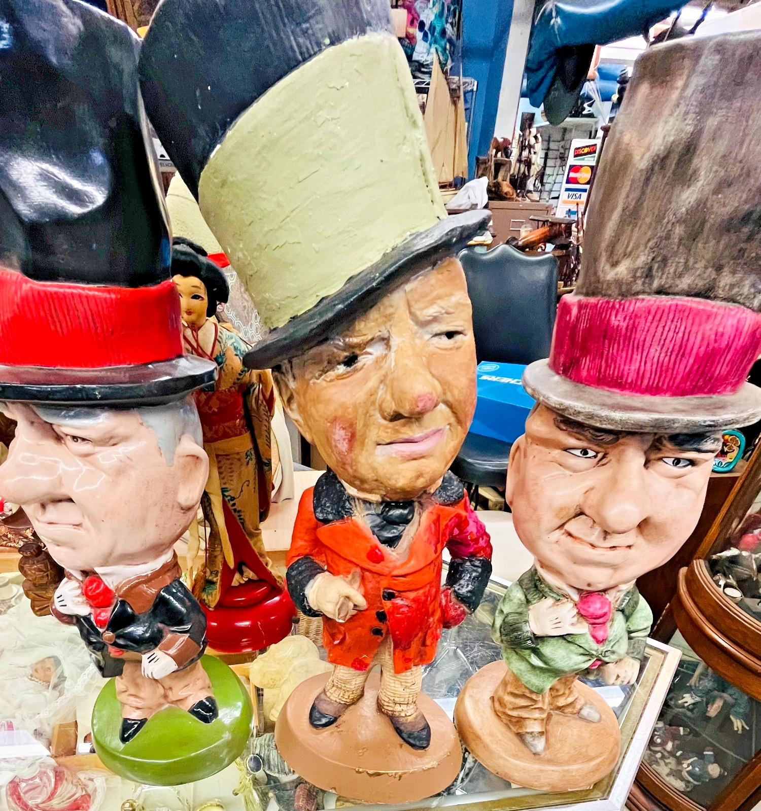 Three Large Chalk ware Figures of the comedian W.C. Fields, ESCO 1970s