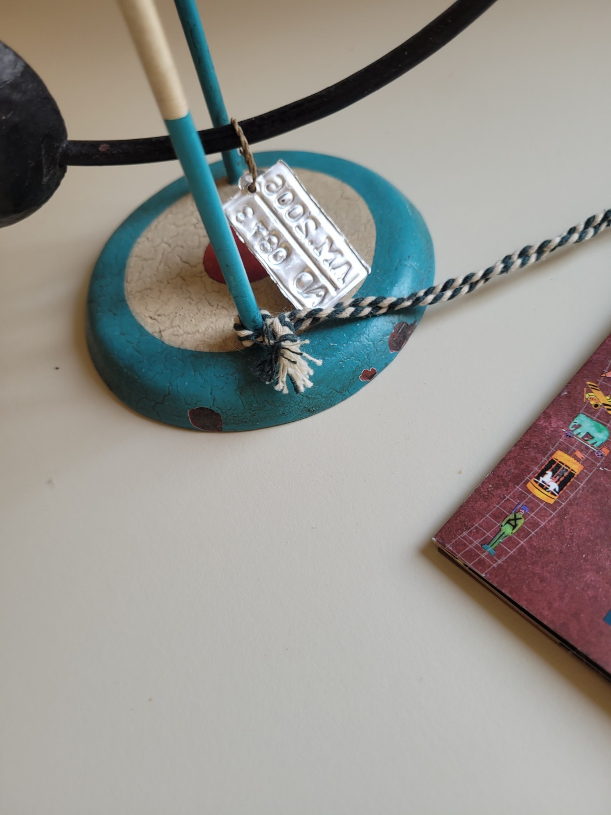 VINTAGE A la Maison METAL FOLK ART Flying Ace Swinging PENDULUM balance toy