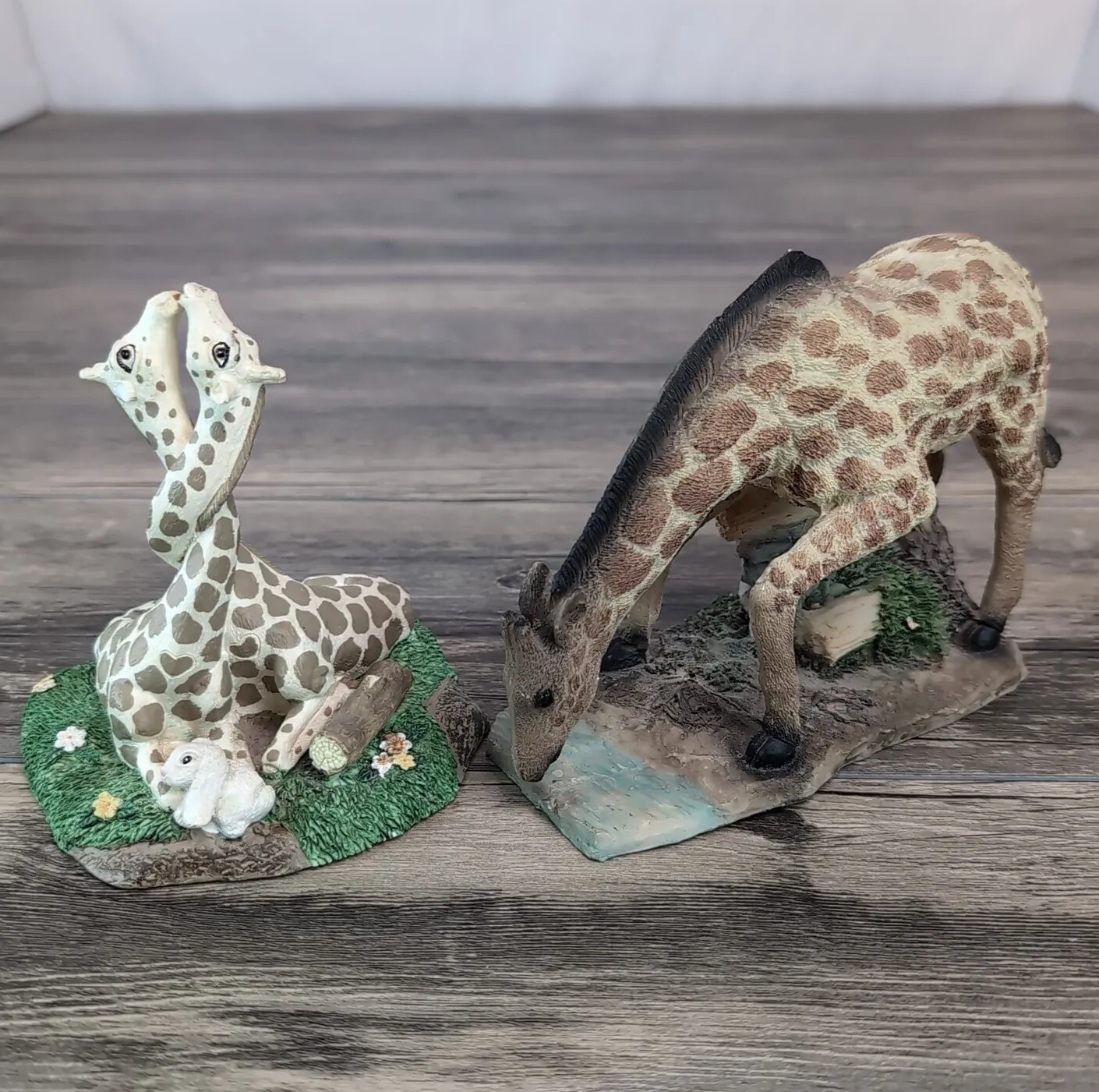 Vintage Giraffe Resin Figurines Set of 2 1997 Safari Jungle Animal Decor