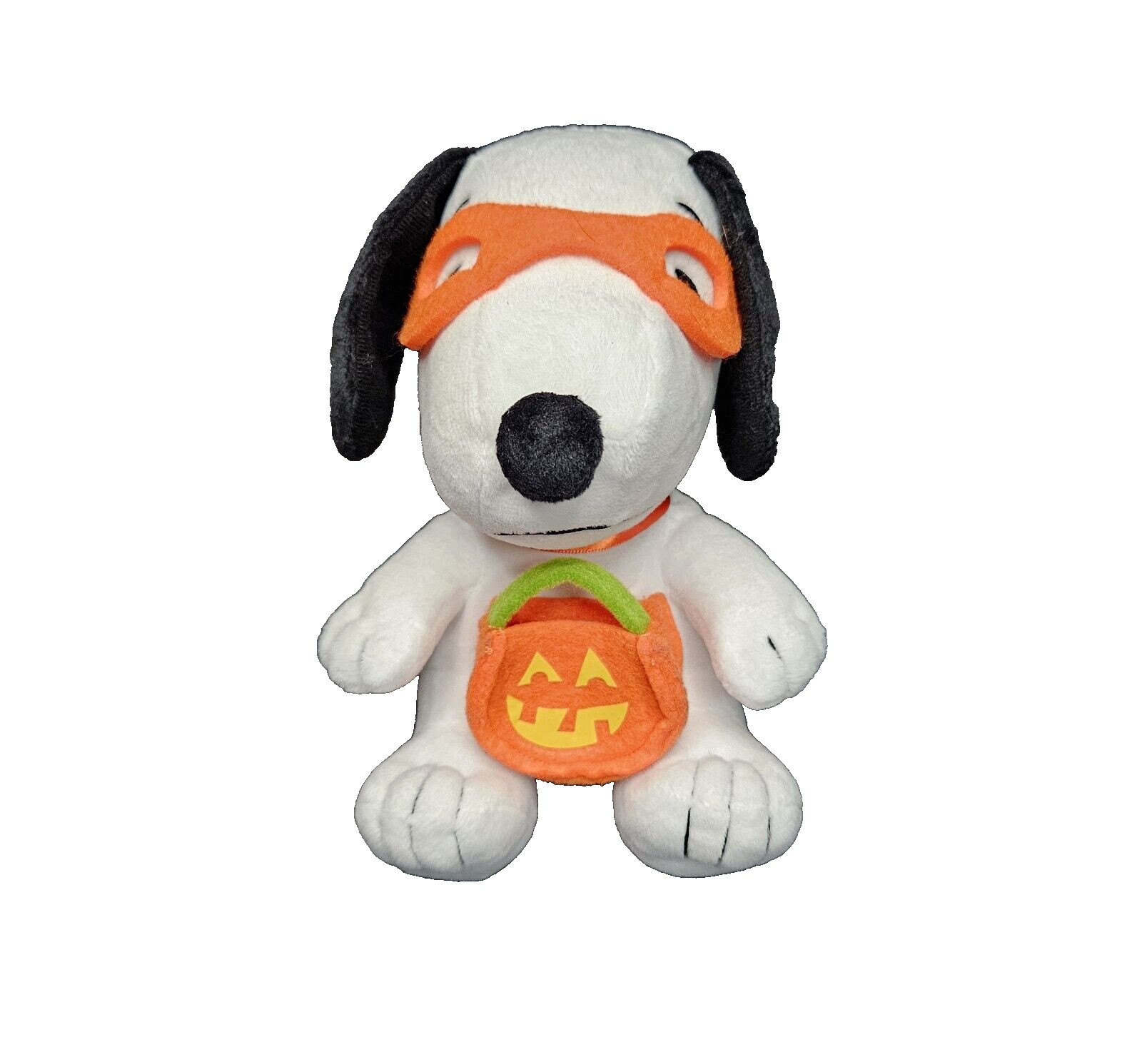Hallmark Peanuts Snoopy Plush Halloween Trick Treat Orange Pumpkin Mask Stuffed