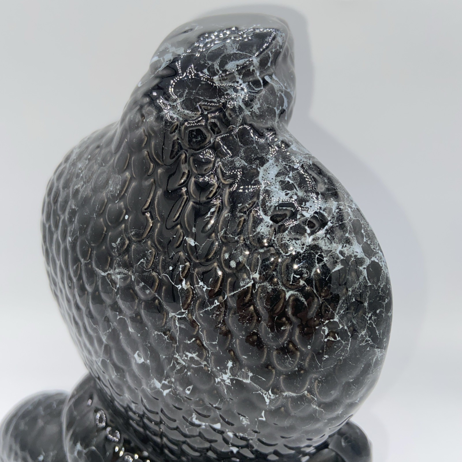 VTG Smoking Black marble glaze Cobra Snake Ceramic Incense Burner Coiled 8.5″