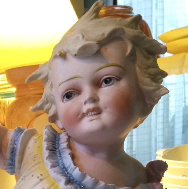 Antique Conta&Boehme BISQUE Porcelain PIANO Baby Figurine GIRL With Butterflies