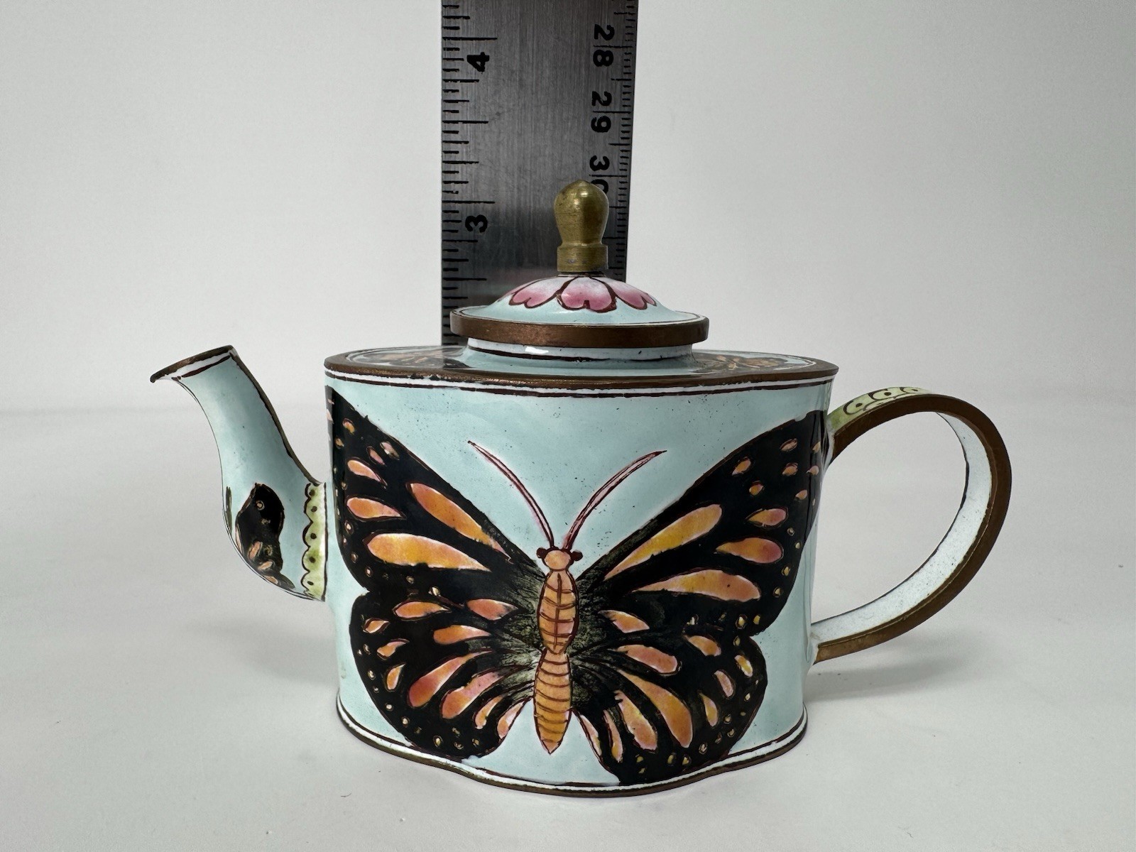 Vtg. Kelvin Chen Trade + Aid Miniature Enamel Butterfly Teapot No. 446 UK B-991
