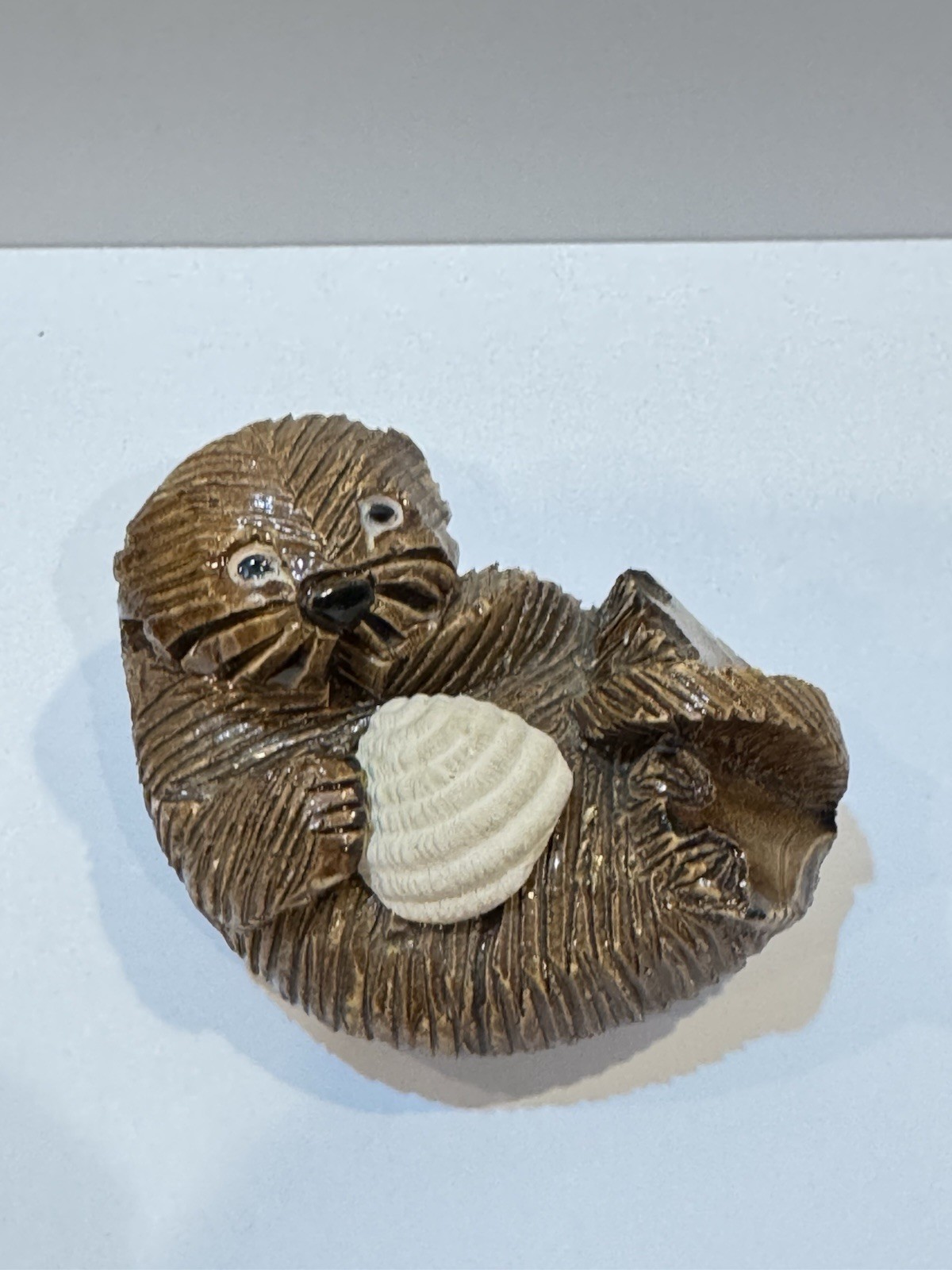 Vintage Sea Otter Shell Artesania Rinconada Art Pottery Handmade Clay Figurine