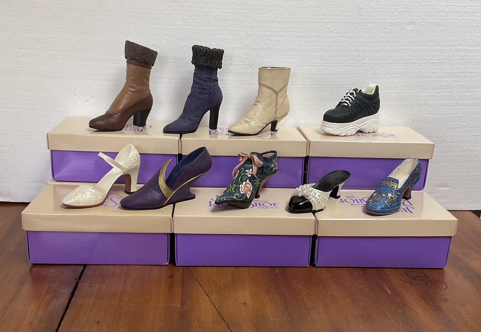 Lot of 9 Just the Right Shoe by Raine Heels & Boots 1998-99 Boxes COAs