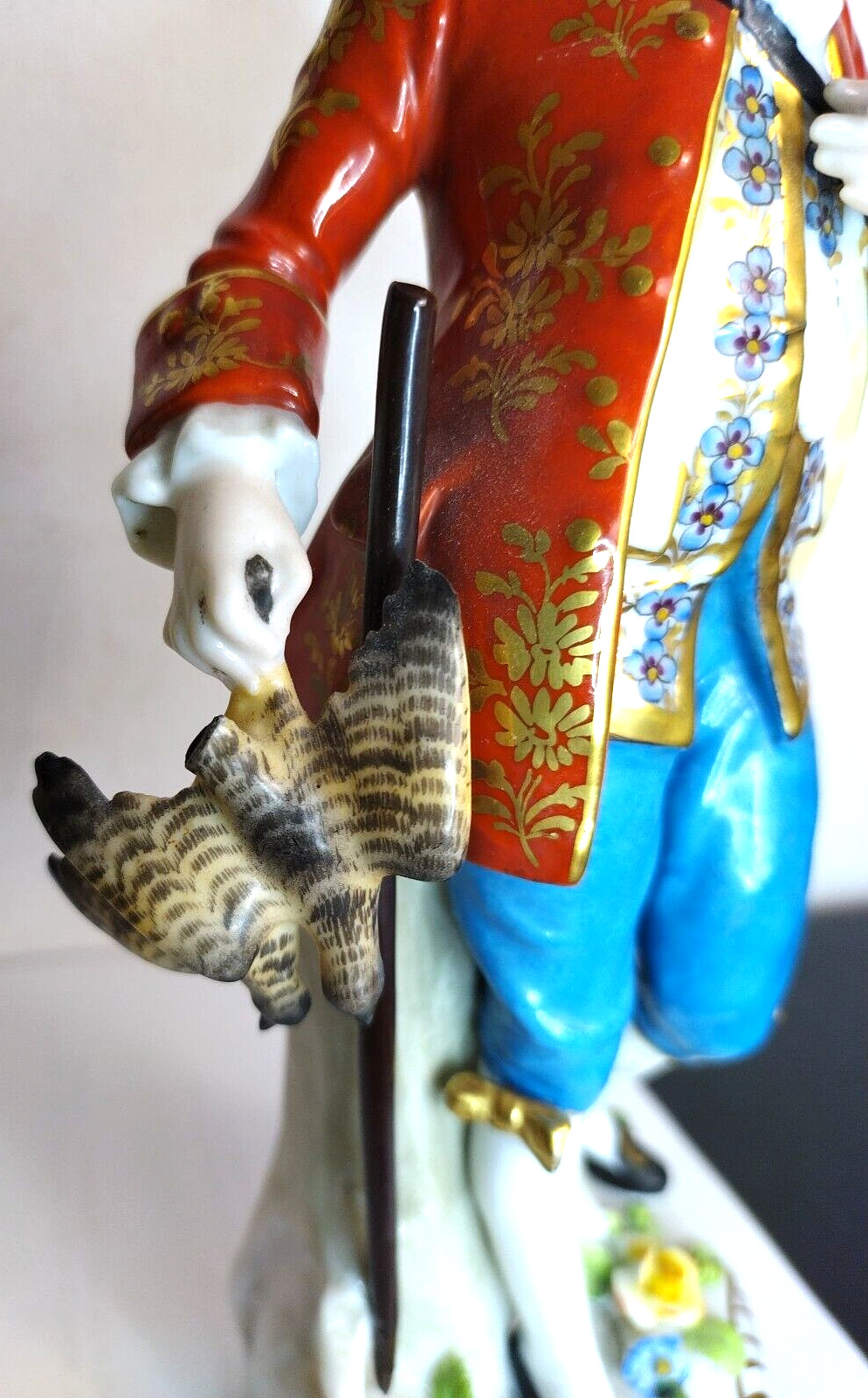 Early 29thc Chelsea Samson Couple Birdcage Bird Hunter German Porcelain Figures