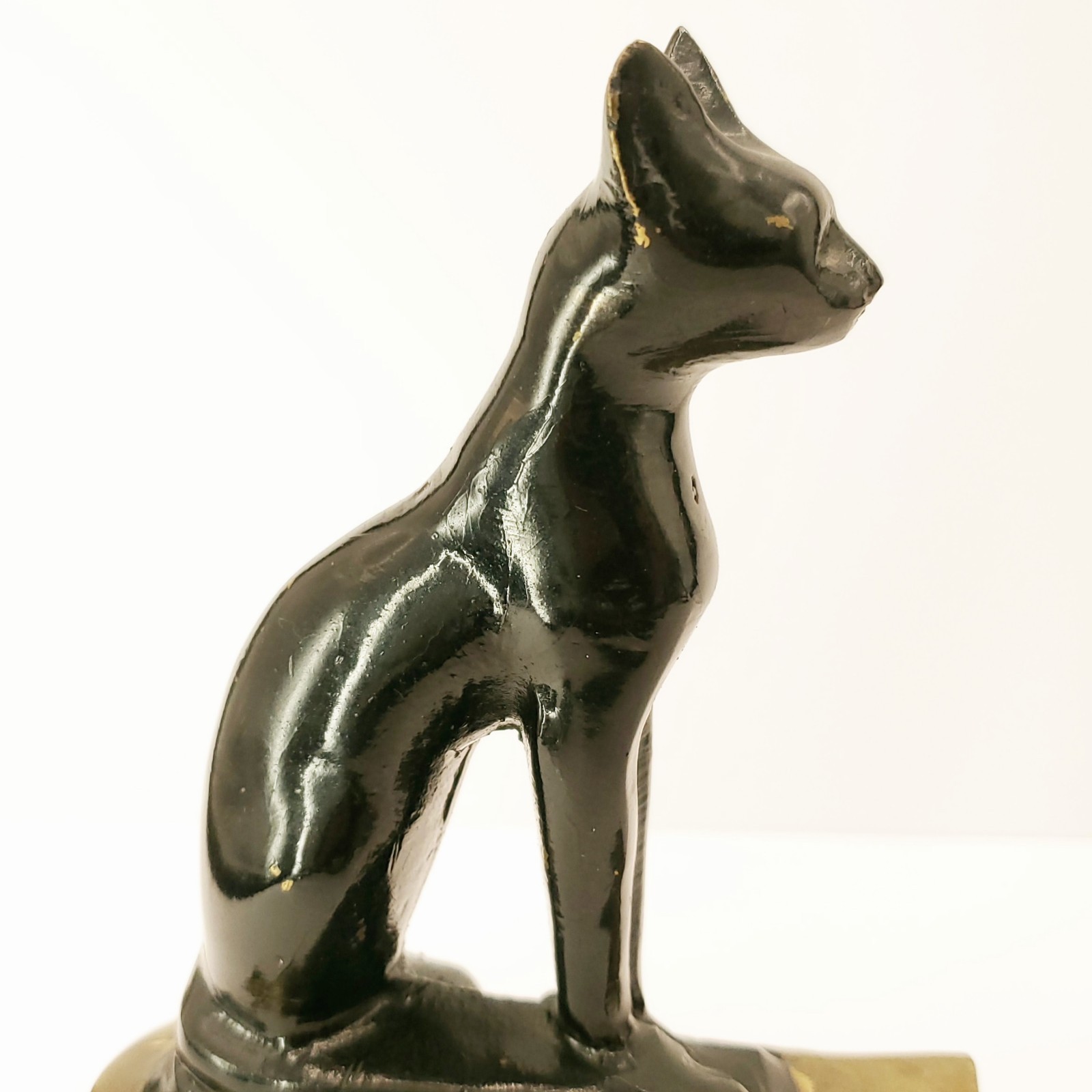Vtg Solid Brass Bastet Egyptian Cat Figurine