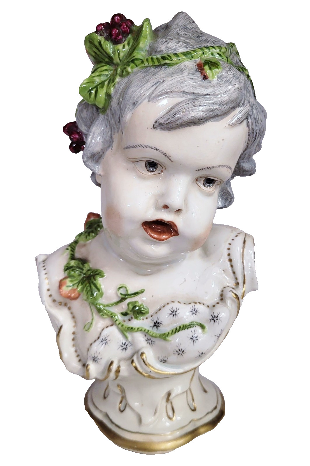 PAIR Antique GERMAN 19th C MEISSEN Dresden French Samson PORCELAIN BUST Boy Girl