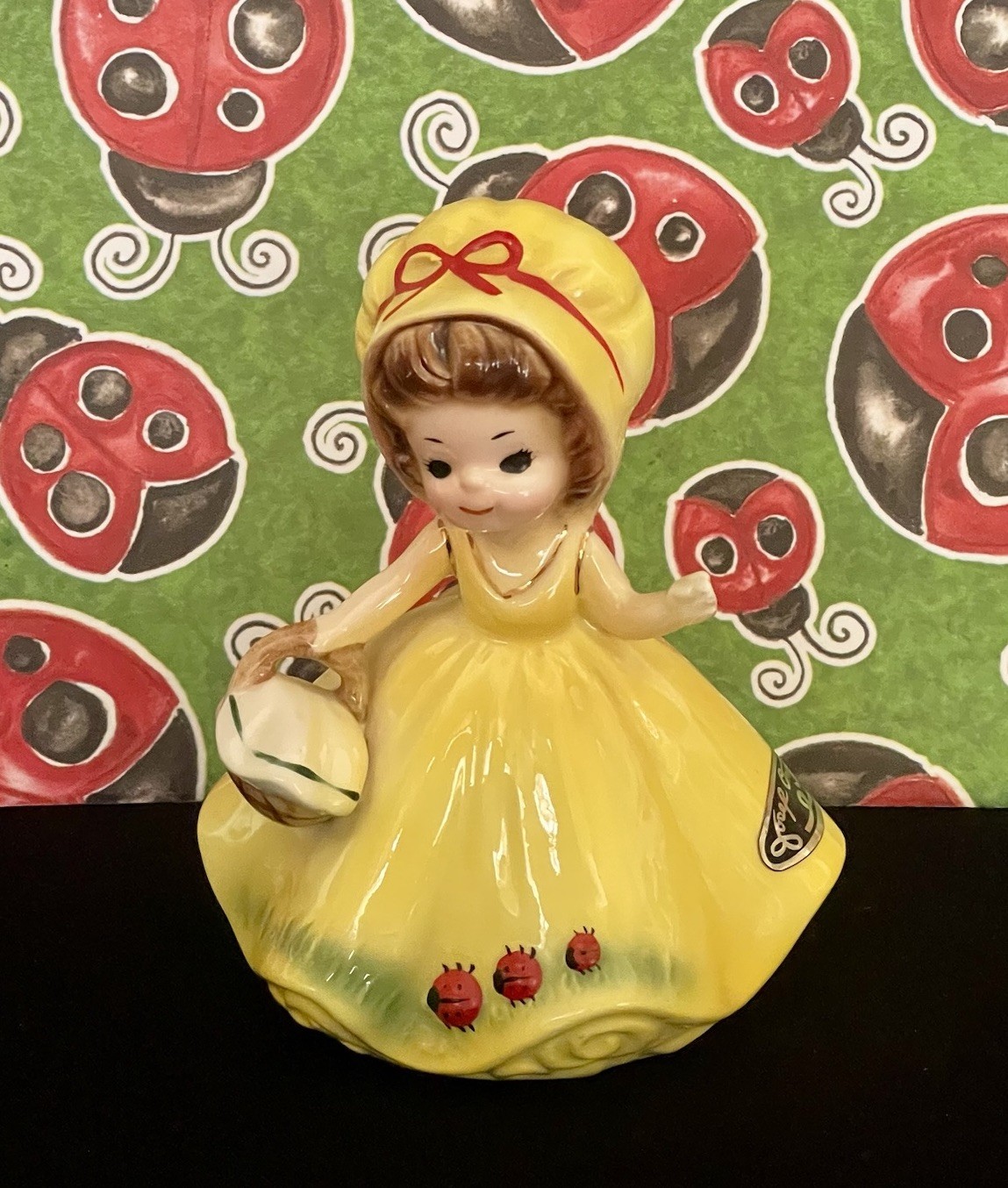 Vintage Josef Originals JULY Birthday Girls Series W/ Picnic Basket Exc.