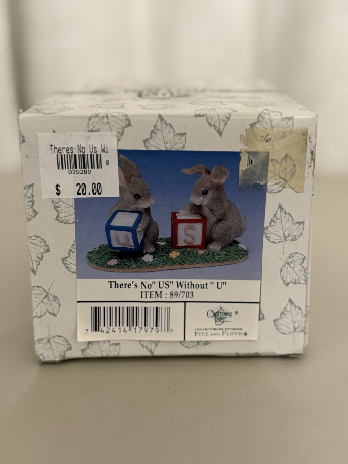 Charming Tails “There’s No US Without U” Fitz & Floyd 89/703 Rabbit Figurine NIB