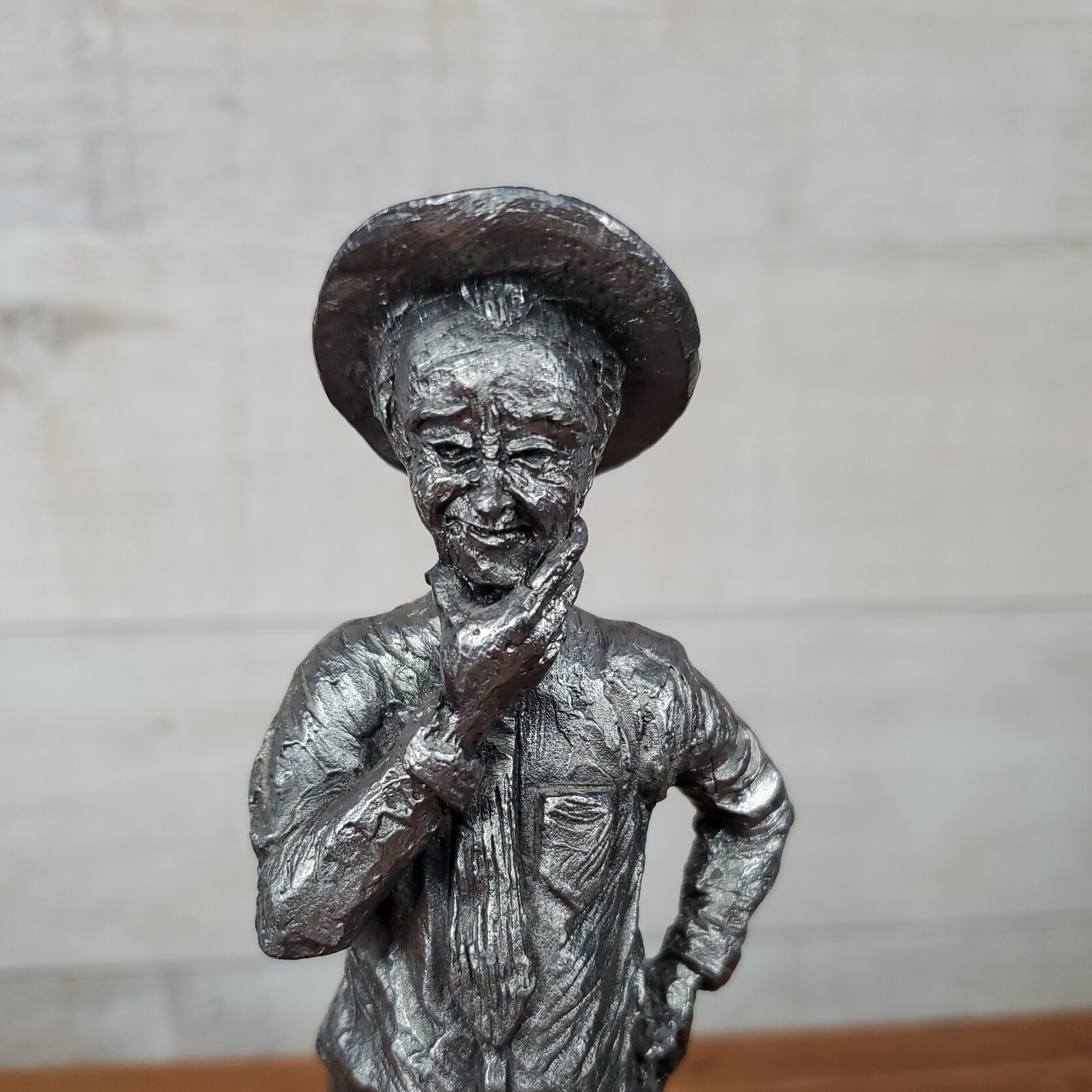 Michael Ricker Thinking Man Pewter Figuirine Signed 7 inches tall