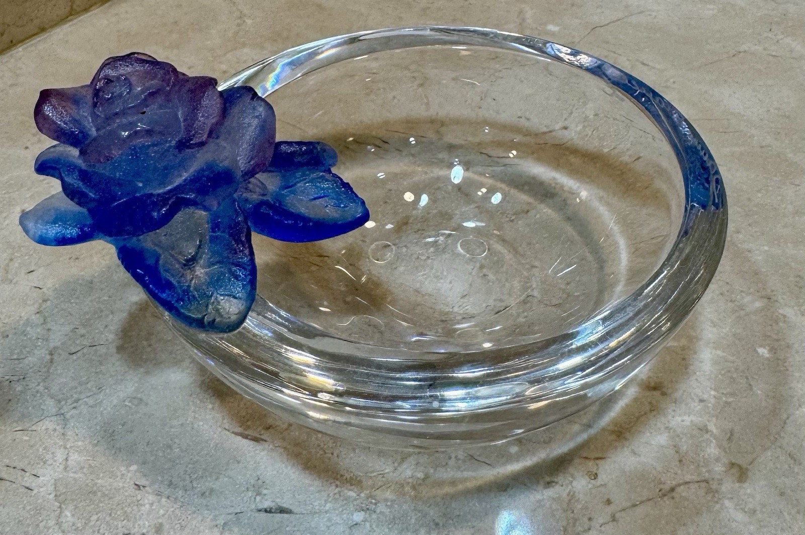 Daum Crystal Amethyst Rose Small item organizer Bowl/ Dish