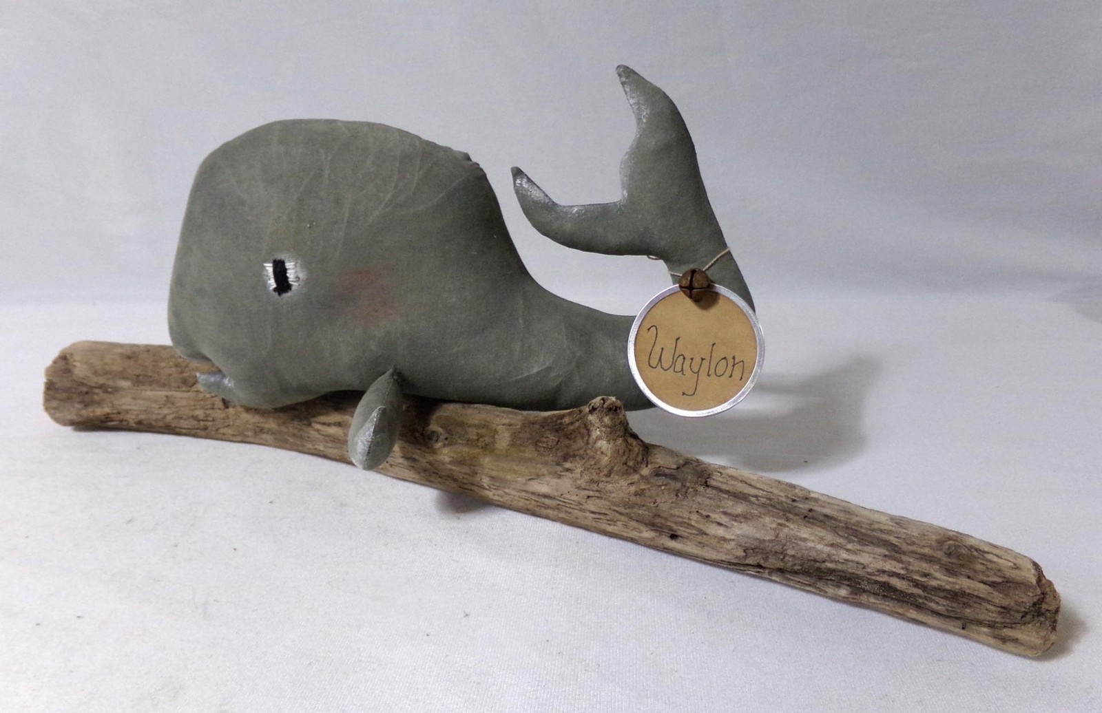 Cindy Williss Oil Cloth Stuffed Plush Whale Sculpture Folk Art
