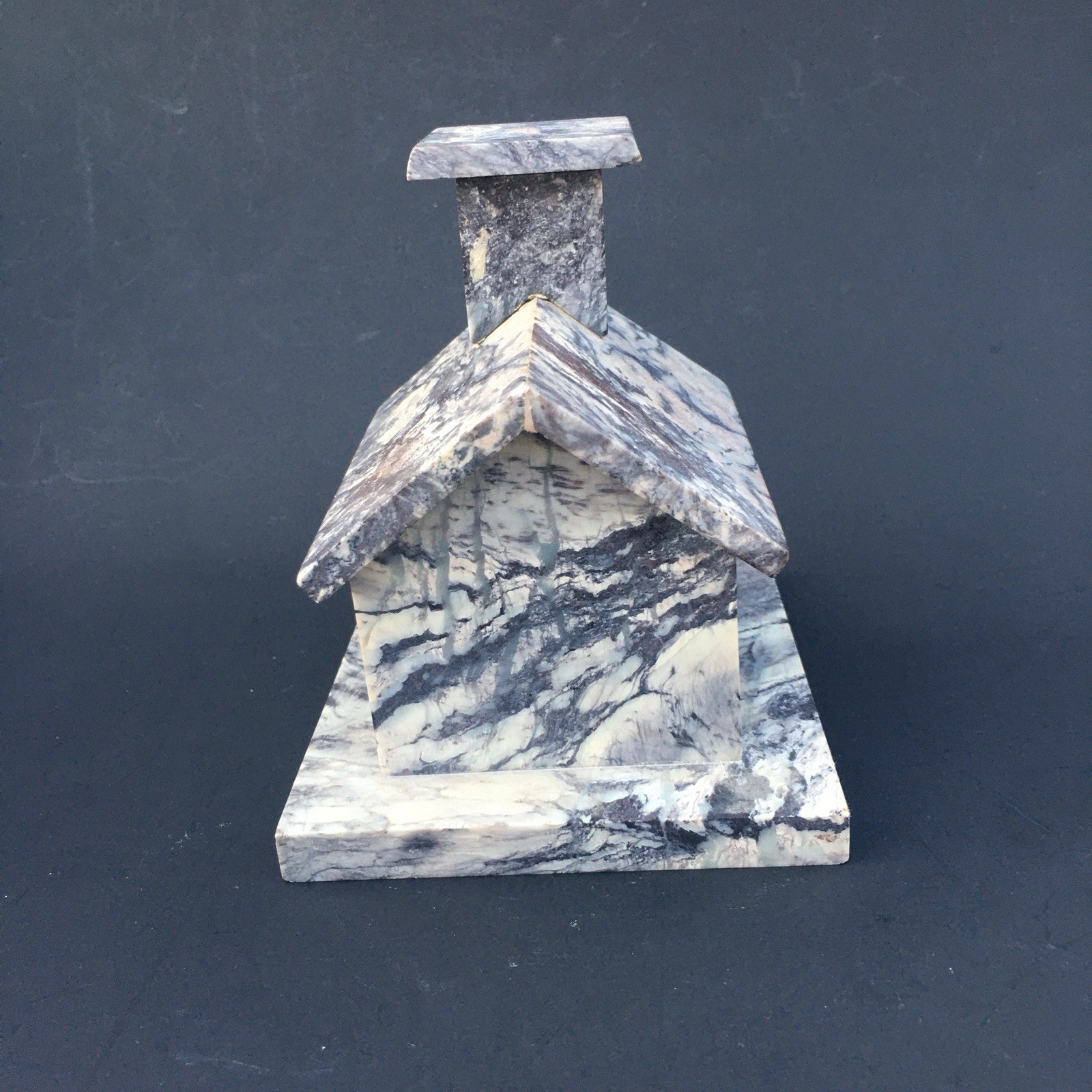 Hand-Carved marble Stone Church Figurine 5” Gray Marble