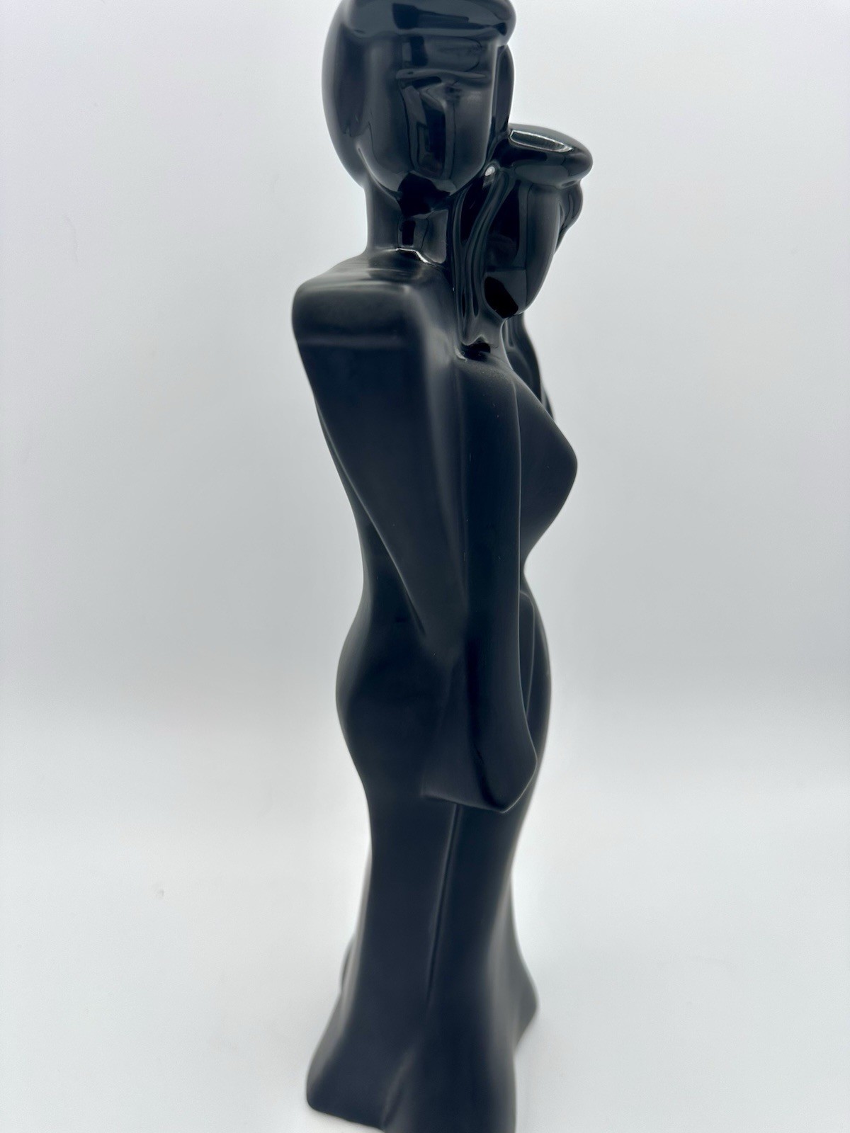 Lindsey B. Style Vintage 1980s Black Art Deco Porcelain Statue Romance Couple
