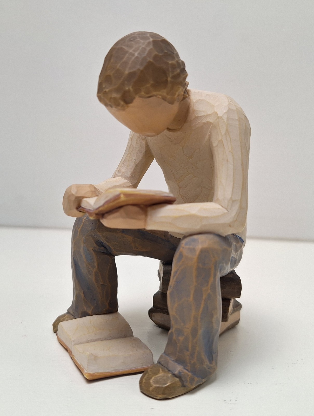 Willow Tree Figurine “Quest”, Seated Young Man Reading/Studying a Book, No Box