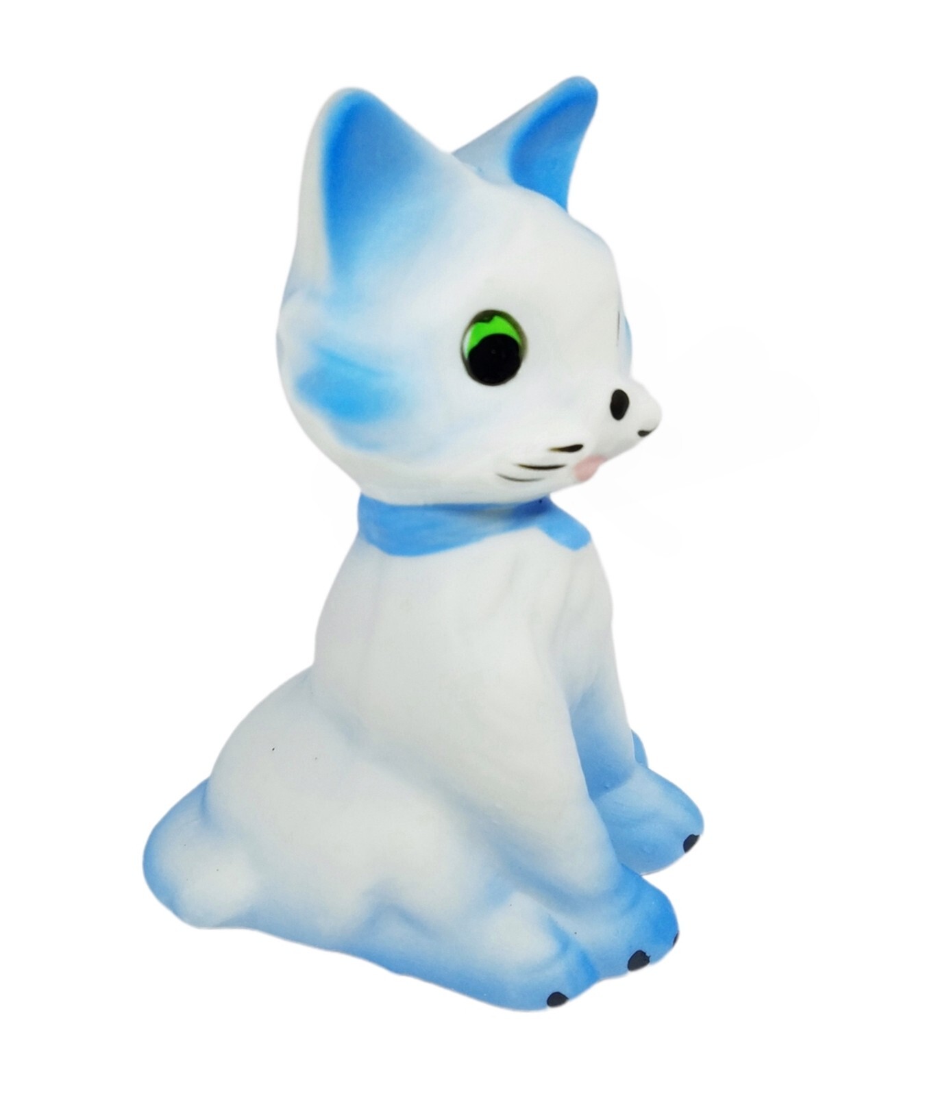 Italy Figurine Cat Napoleon Vintage Bisque Porcelain Blue Kitty New Old Stock
