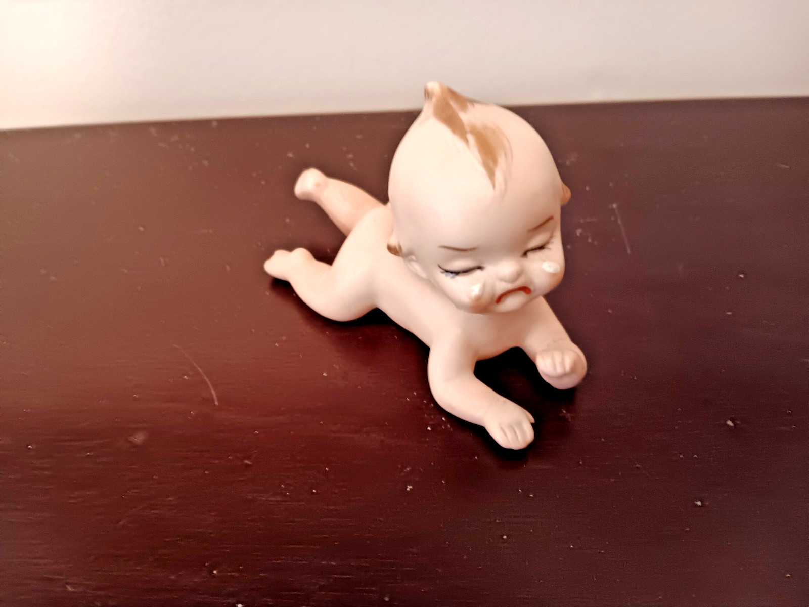 Porcelain Bisque Crying Baby Kewpie Doll Figurines Set of 2 Vintage