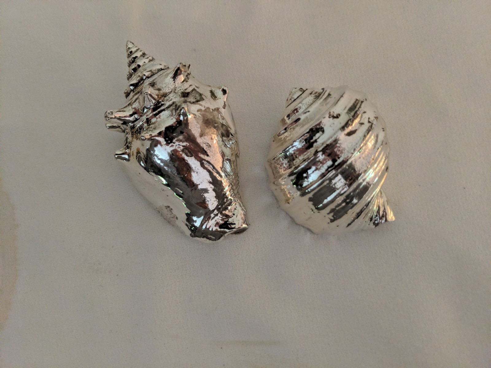 Vintage Christofle France Seashell Figurines Pair Silver Plate