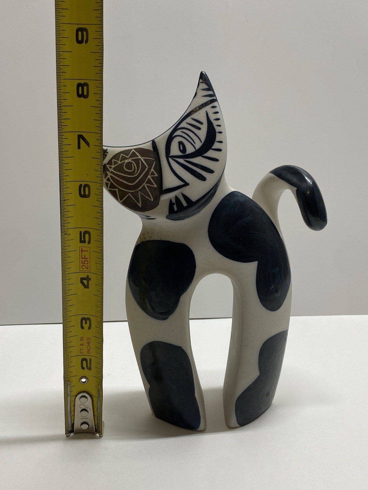 Spanish Picasso-Style Cubist Cat Abstract Ceramic Figurine by Otero Regal Signed