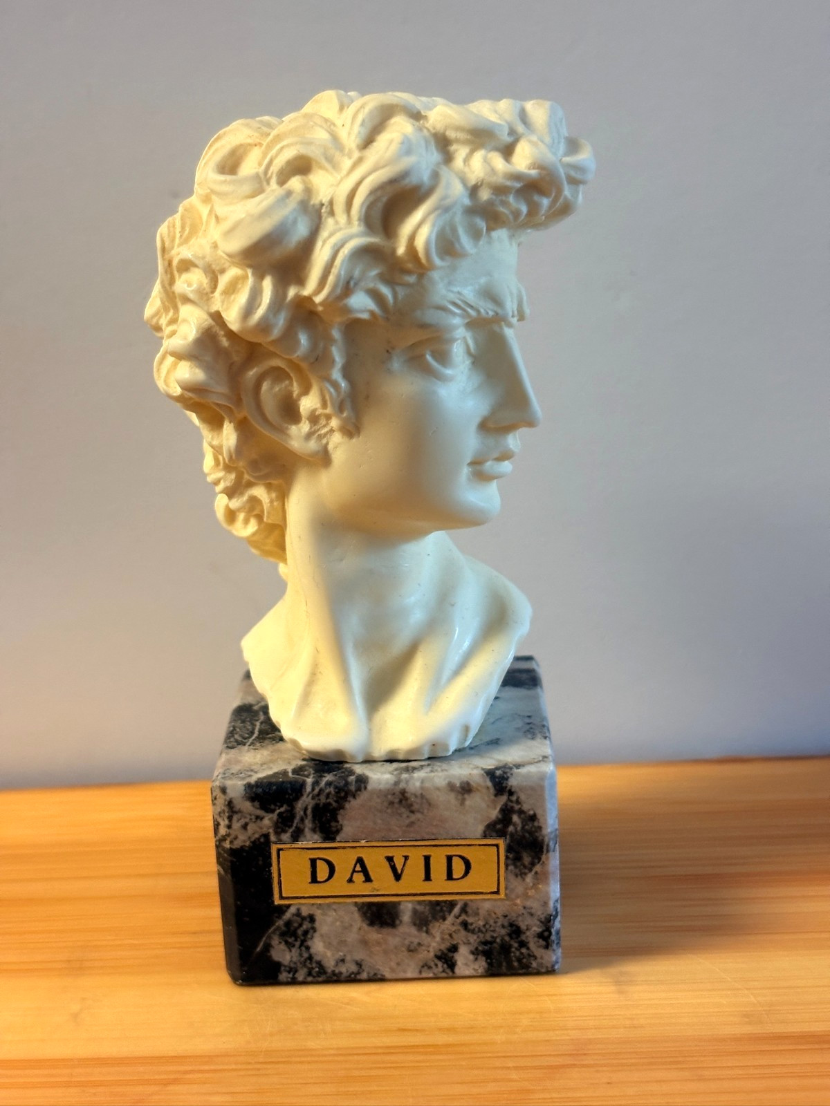 Vintage David Michelangelo Bust 4 1/2″ On Stone Base