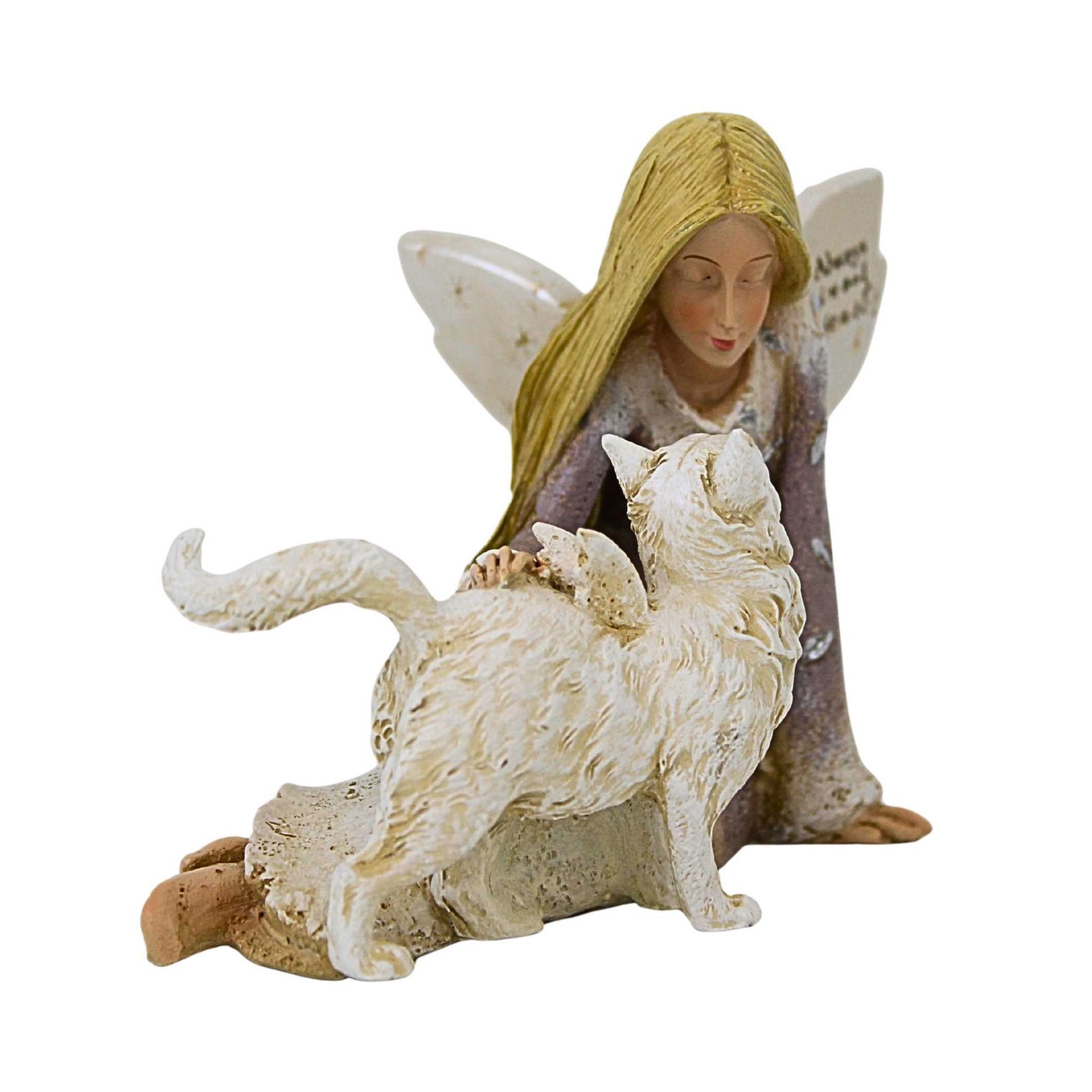 Roman 3.75In Angel With Cat Figurine, Polyresin, Feline Heaven 22178