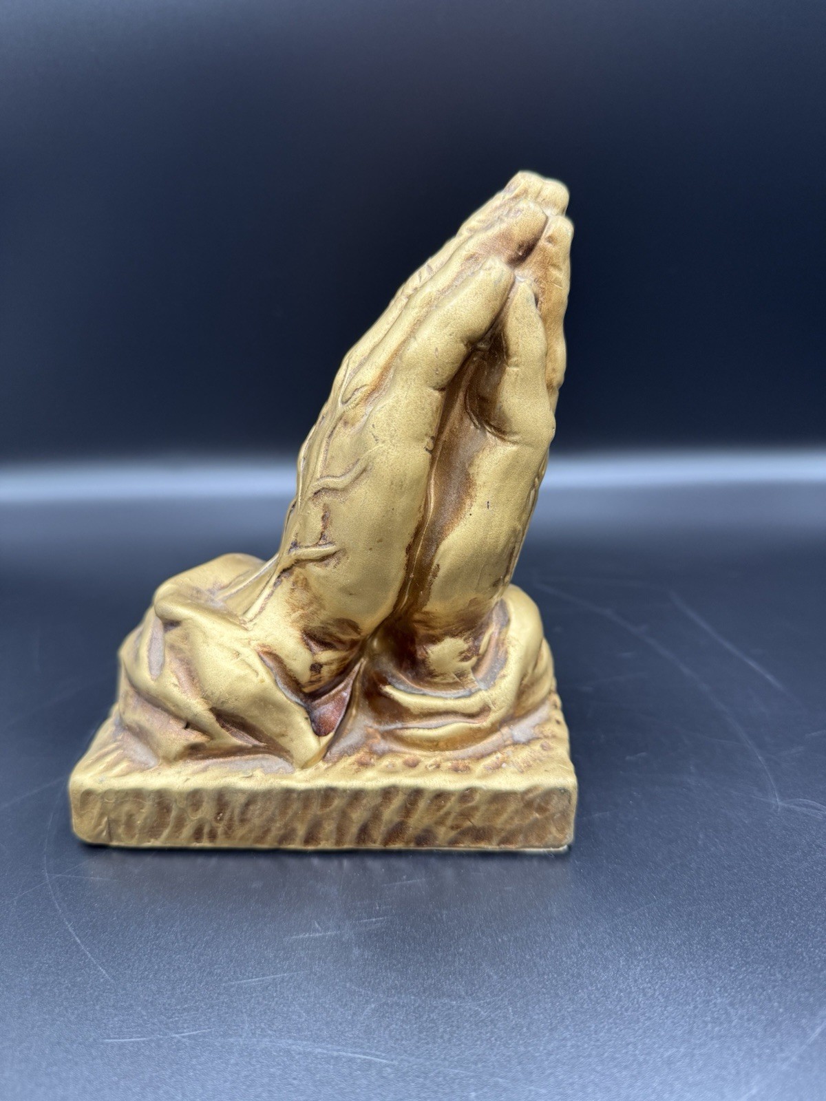 Praying Hands Lego Japan Creations Sculpture Art Chalkware VTG Bronze Color