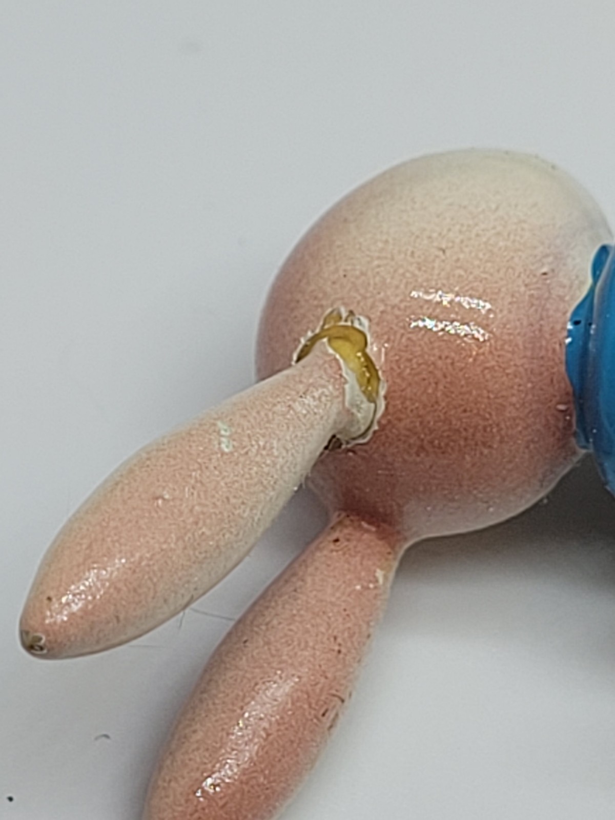 Vtg Goula Spain Wood Easter Figure Bunny Rabbit Paints Egg on Wheels Push Toy