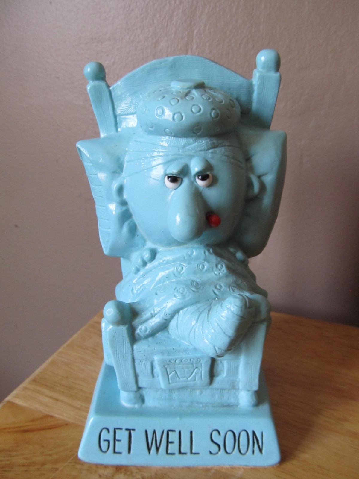 Vintage R & W Berries “Get Well Soon” Patient in Hospital Bed Figurine~#9048
