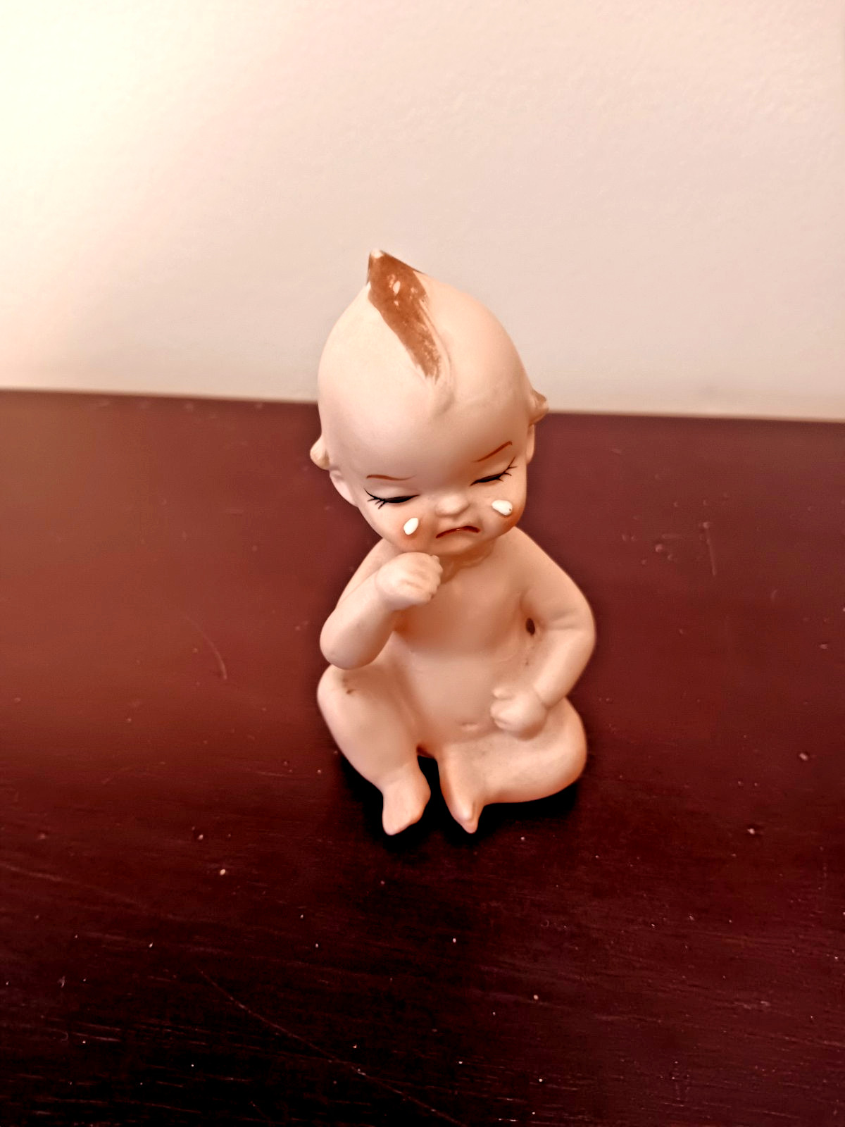 Porcelain Bisque Crying Baby Kewpie Doll Figurines Set of 2 Vintage