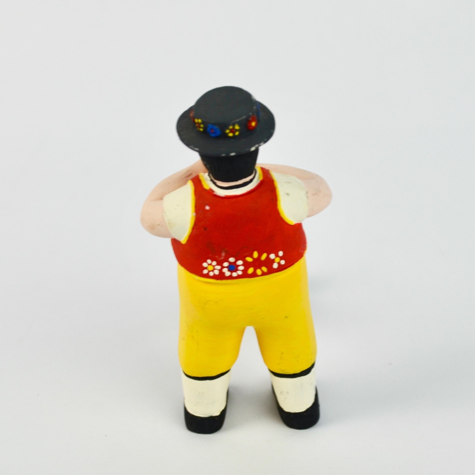 Hand-Painted Folk Musician Figurine With Alpine Horn & Traditional Outfit