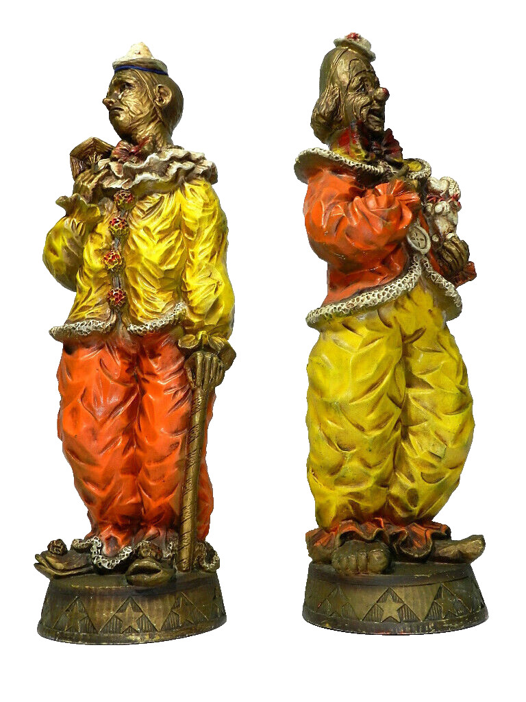 Vintage Clown Statue Universal Statuary Co. 1966 Pair