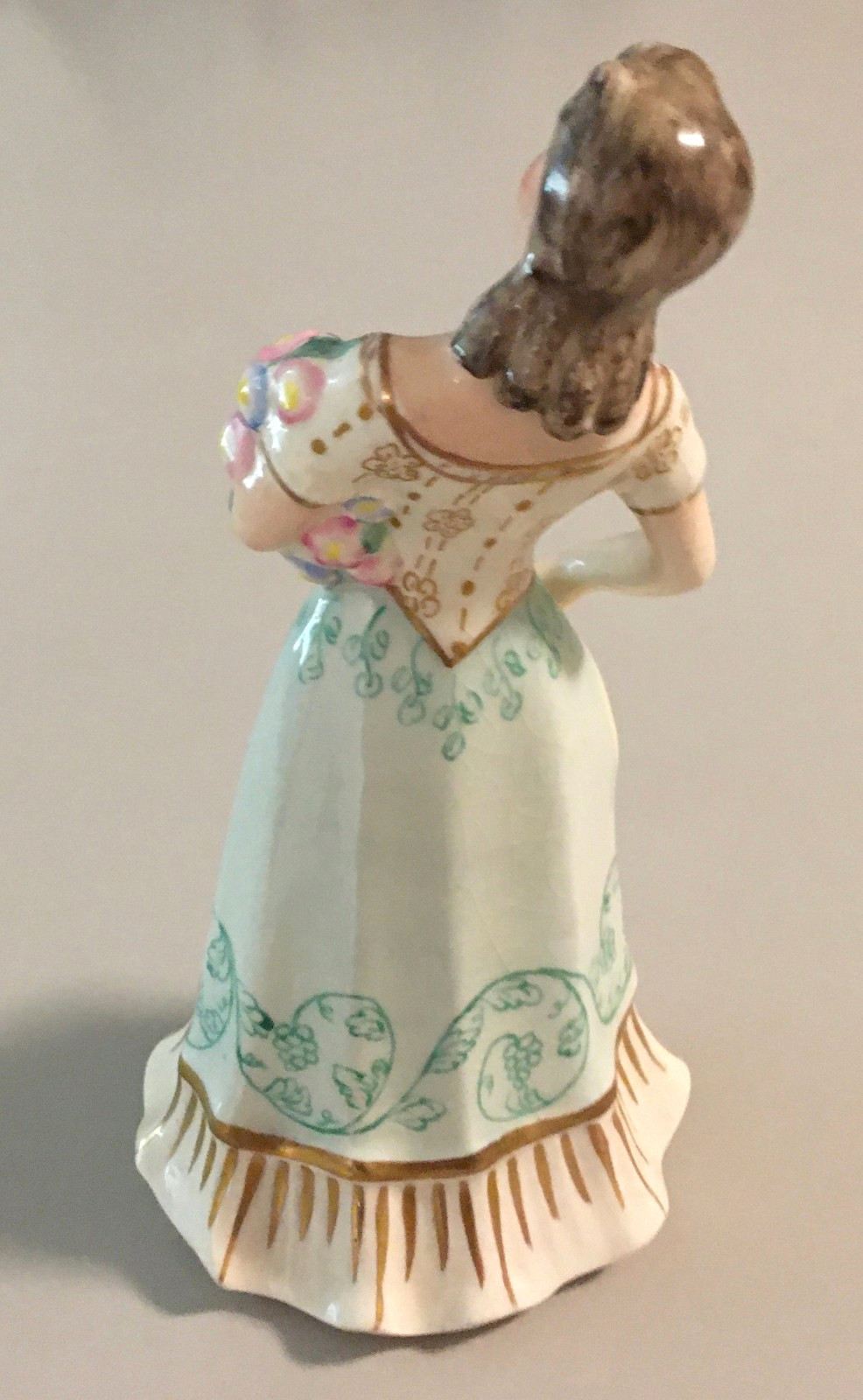 1950s Biedermeier Victorian style figurine lady hat flowers European? Austria?
