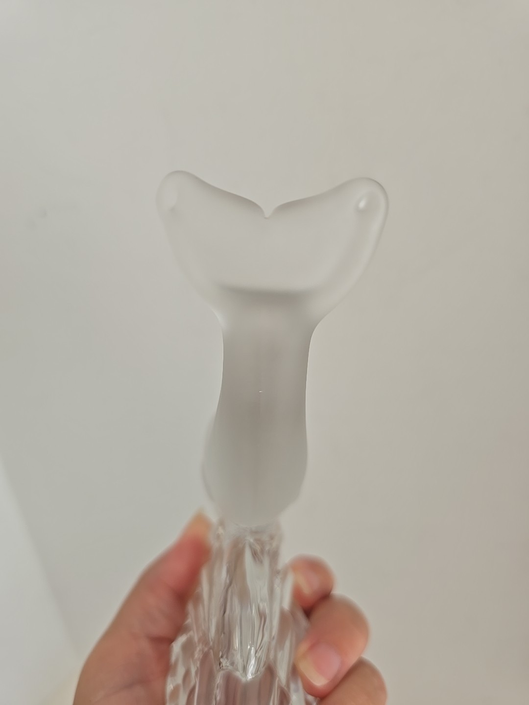 Vintage Frosted Glass Dolphin on a Clear Glass Wave – 6.25″T X 6.25″D