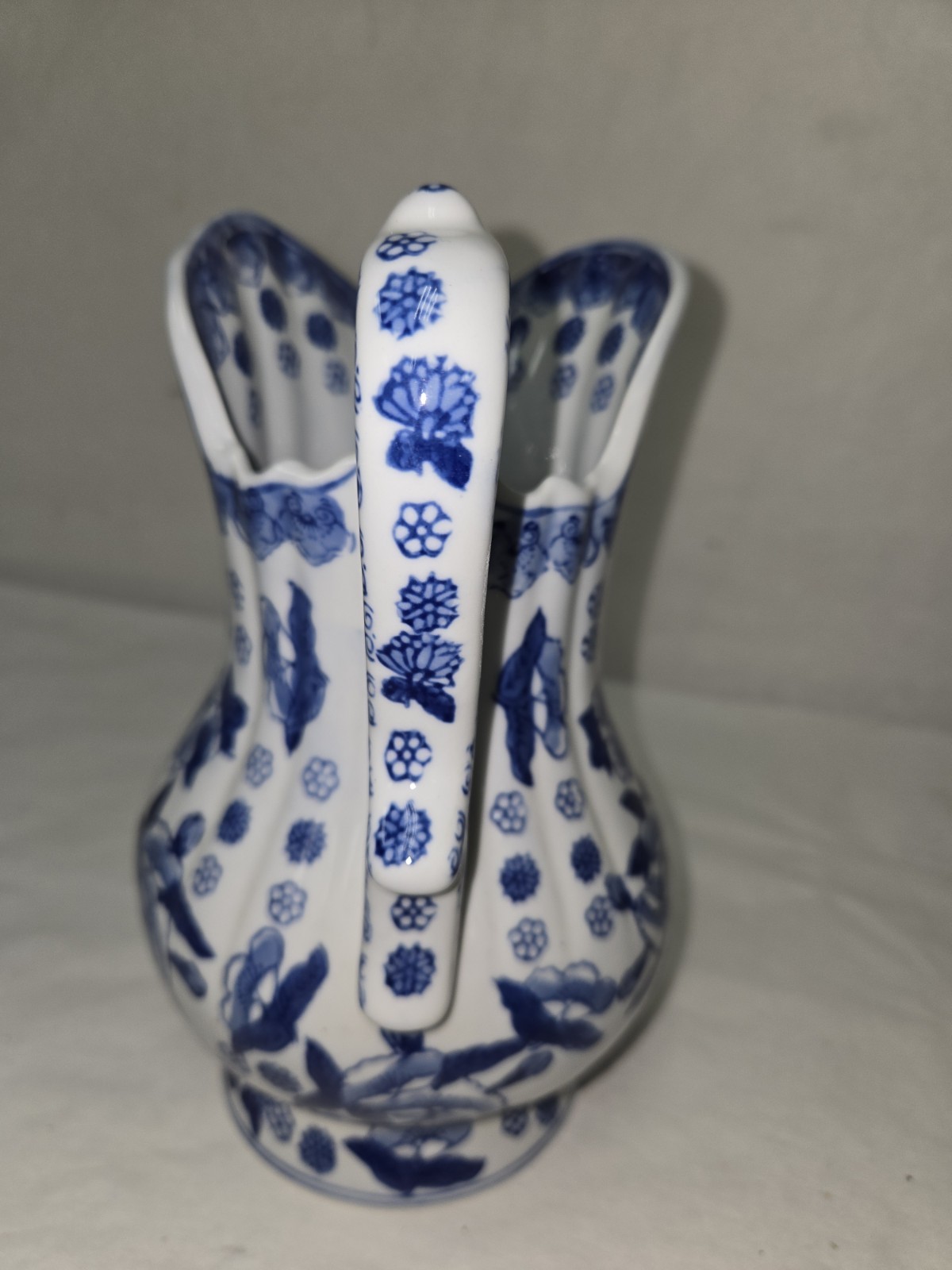 Vintage Delft Blue And White Andrea By Sadek Floral Pitcher