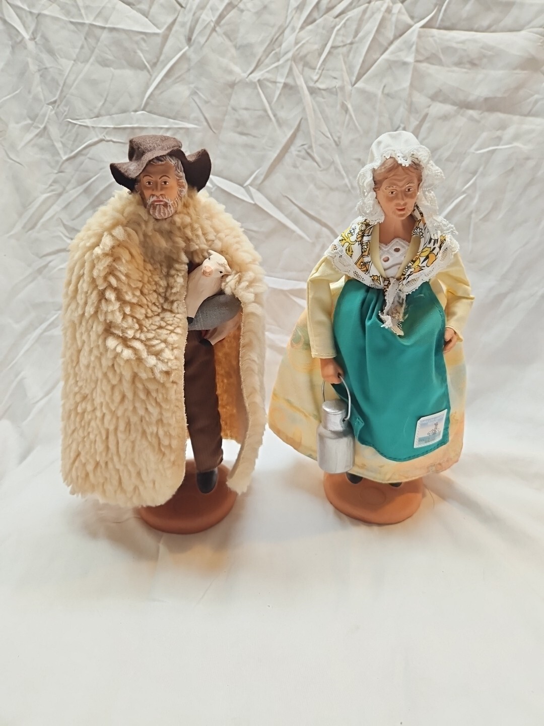 Pair Of 10 1/2in.SANTON DE PROVENCE Terra Cotta Shepherd Couple