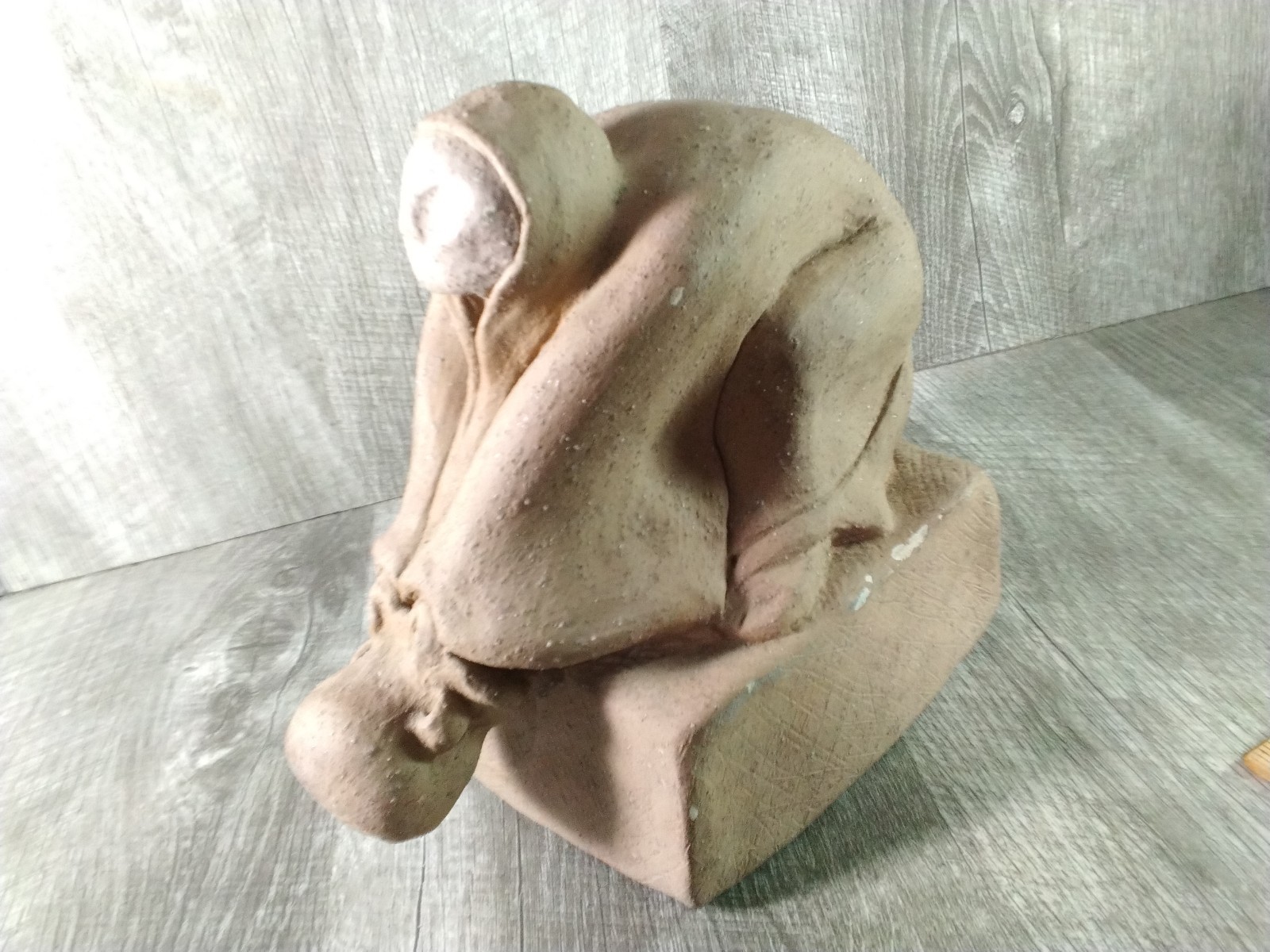 Vintage Sculpture Woman & Child White Clay Brown Surface Coat, 6 3/4″ H X 7″ W
