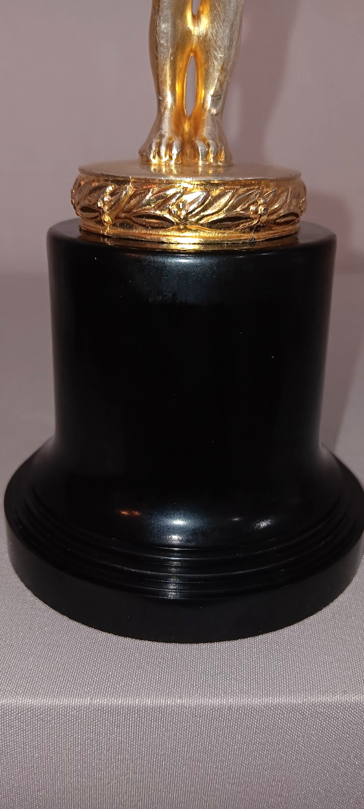 Vintage Male Swimmer Diver Trophy Art Deco Gold Tone Figurine Black Base 1950s