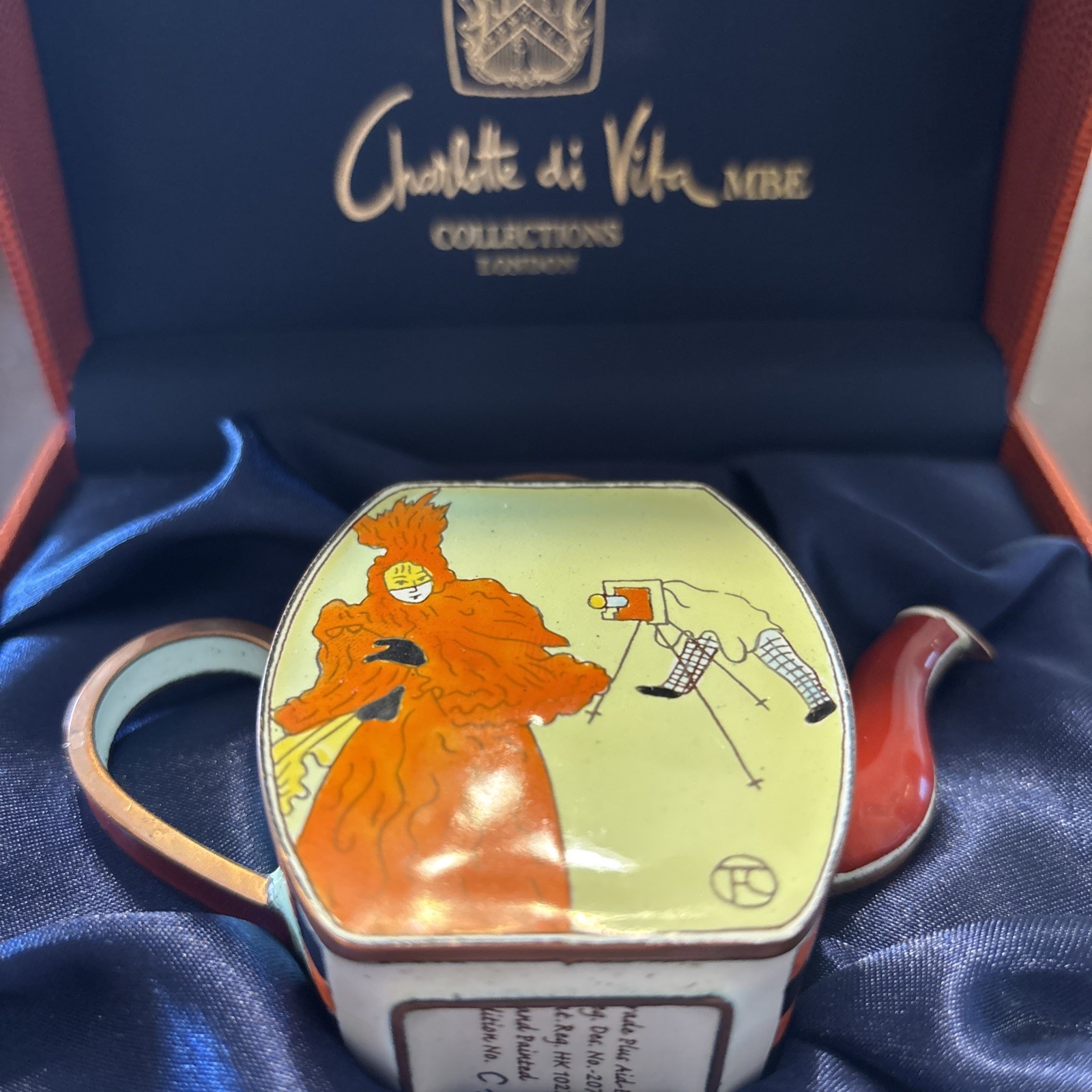 KELVIN CHEN Enamel Mini Copper Handpainted Miniature Teapot-photographer LauTrec