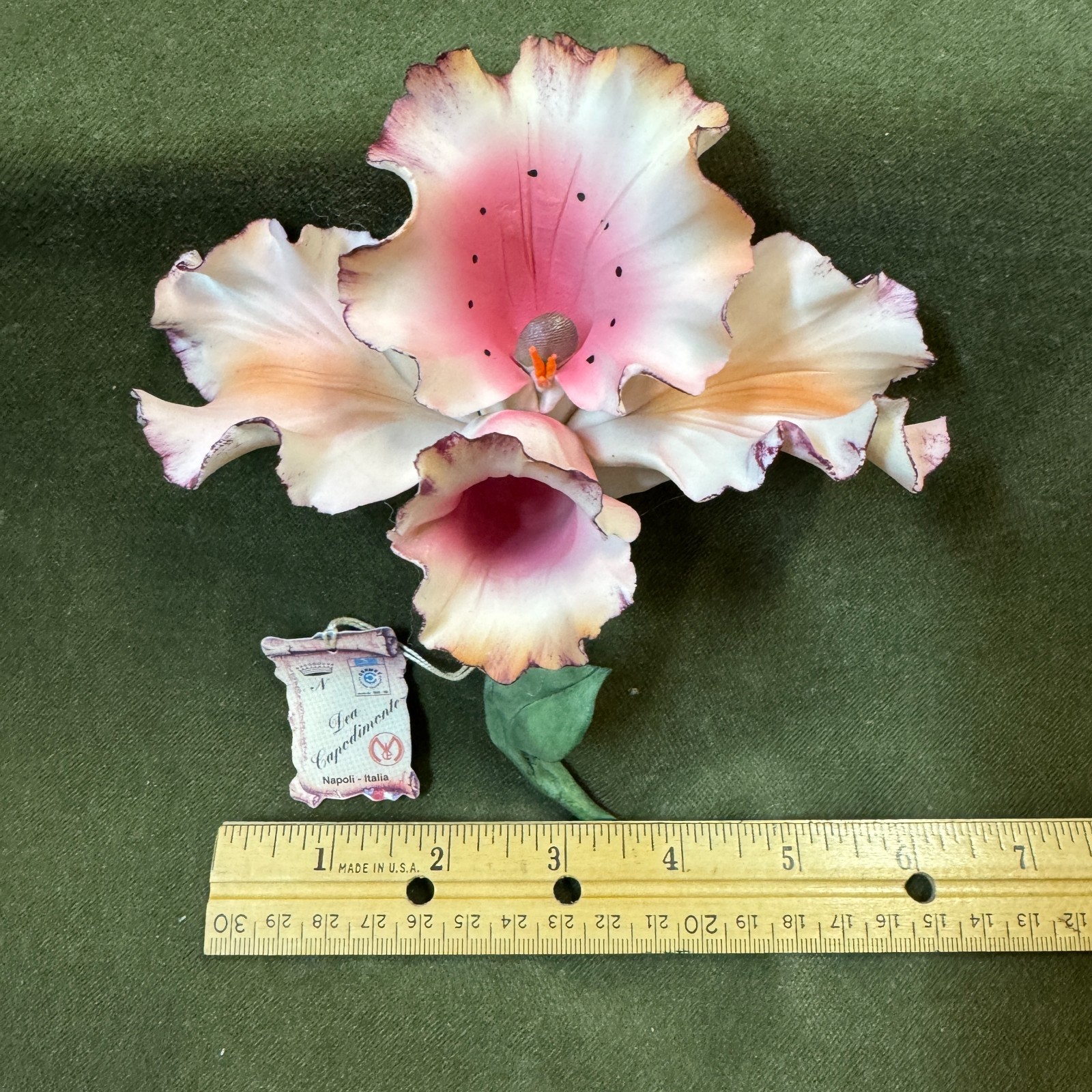 Capodimonte Napoli Italia Dea Capodimonte Porcelain Pink Orchid – NWF #404128